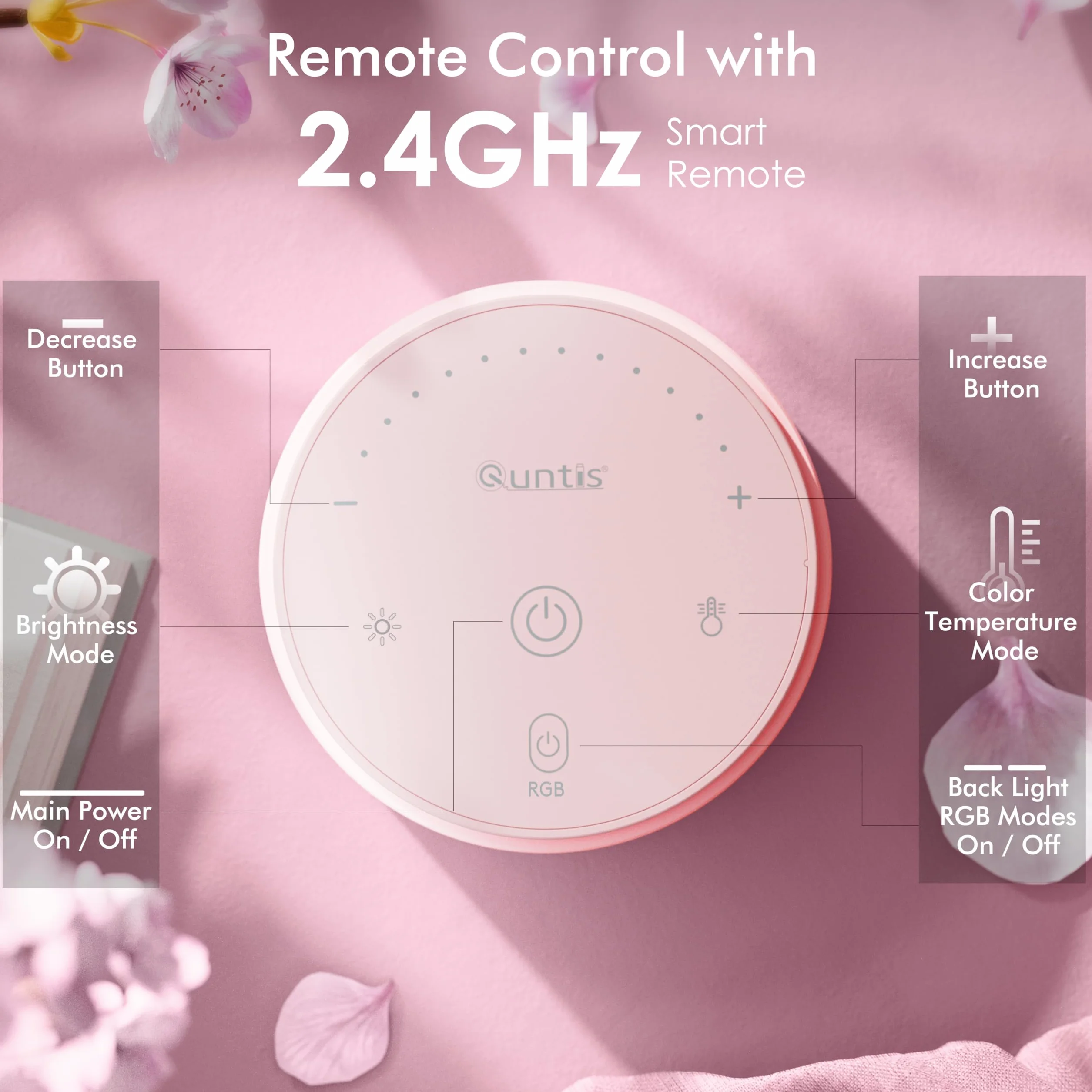 Quntis 51cm różowa listwa oświetleniowa monitora z pilotem i podświetleniem RGB, zakrzywiona lampa monitora komputerowego, regulacja temperatury barwowej i jasności, brak odblasków, ochrona oczu