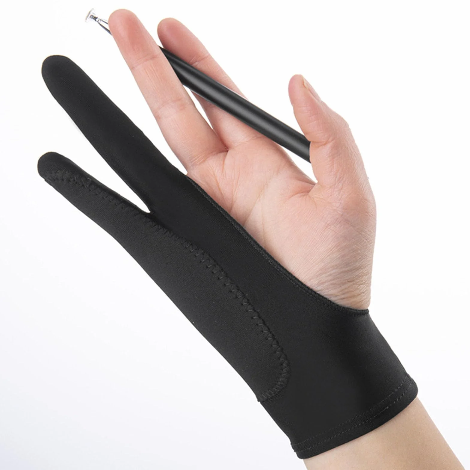 KIMISS Rysowanie Rękawicy do Tabletu, 3 -warstwowa Smudge Two Finger Artist Glove do Sztuki Cyfrowej, Szkicowanie, Kompatybilne z Tabletami i grafiką (M)