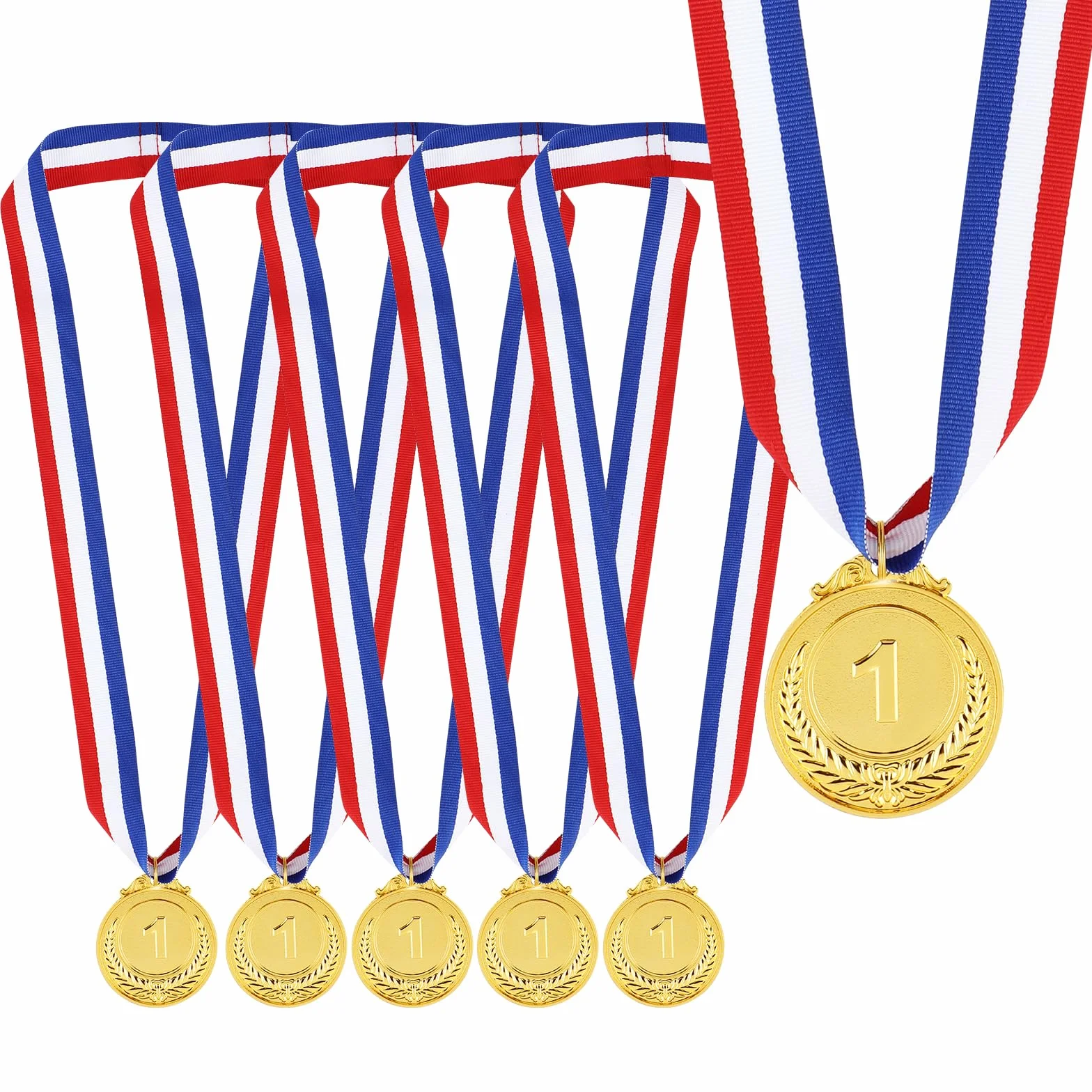 DIVINA VITAE Złote medale, 6 szt., z paskiem na szyję, dla 1. miejsca, na zawody sportowe, konkurs taneczny, pokaz talentów, sztafetę, konkurs spożywczy