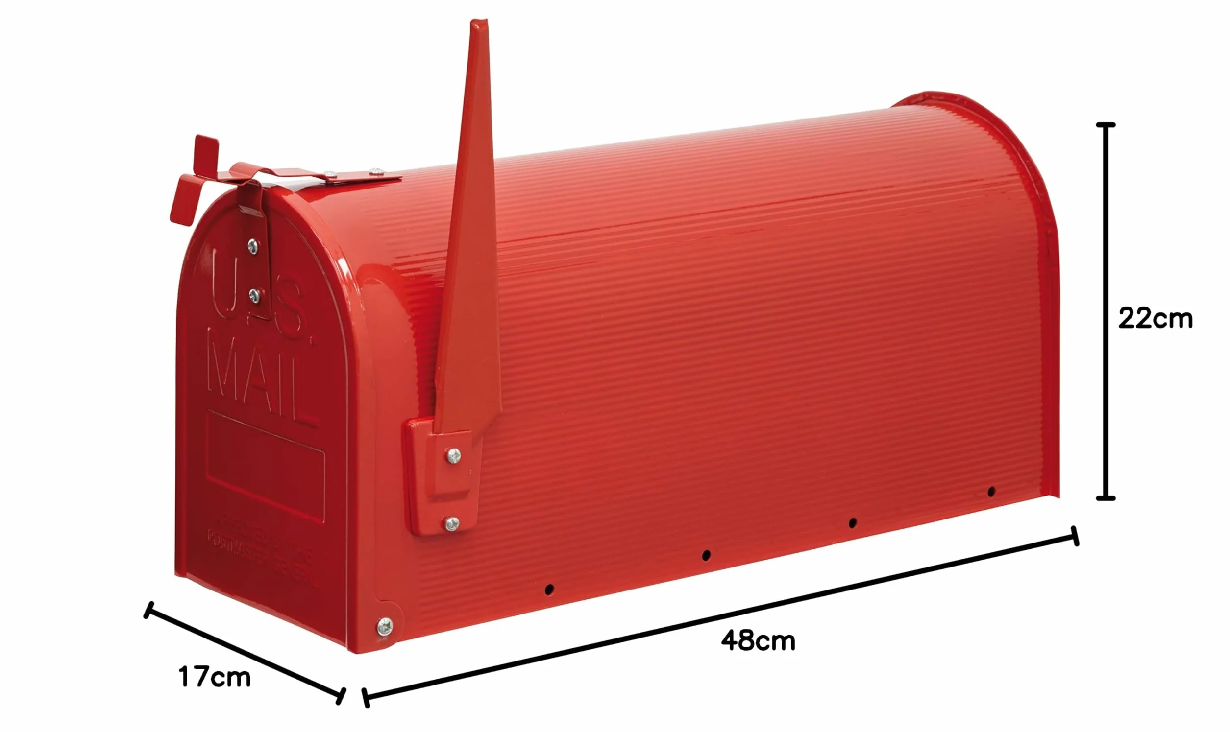ARREGUI Mail D-USA/R Indywidualna skrzynka na listy ze stali w stylu amerykańskim, czerwona, rozmiar L (C4 czcionki i koperty) -22 x 48 x 17 cm