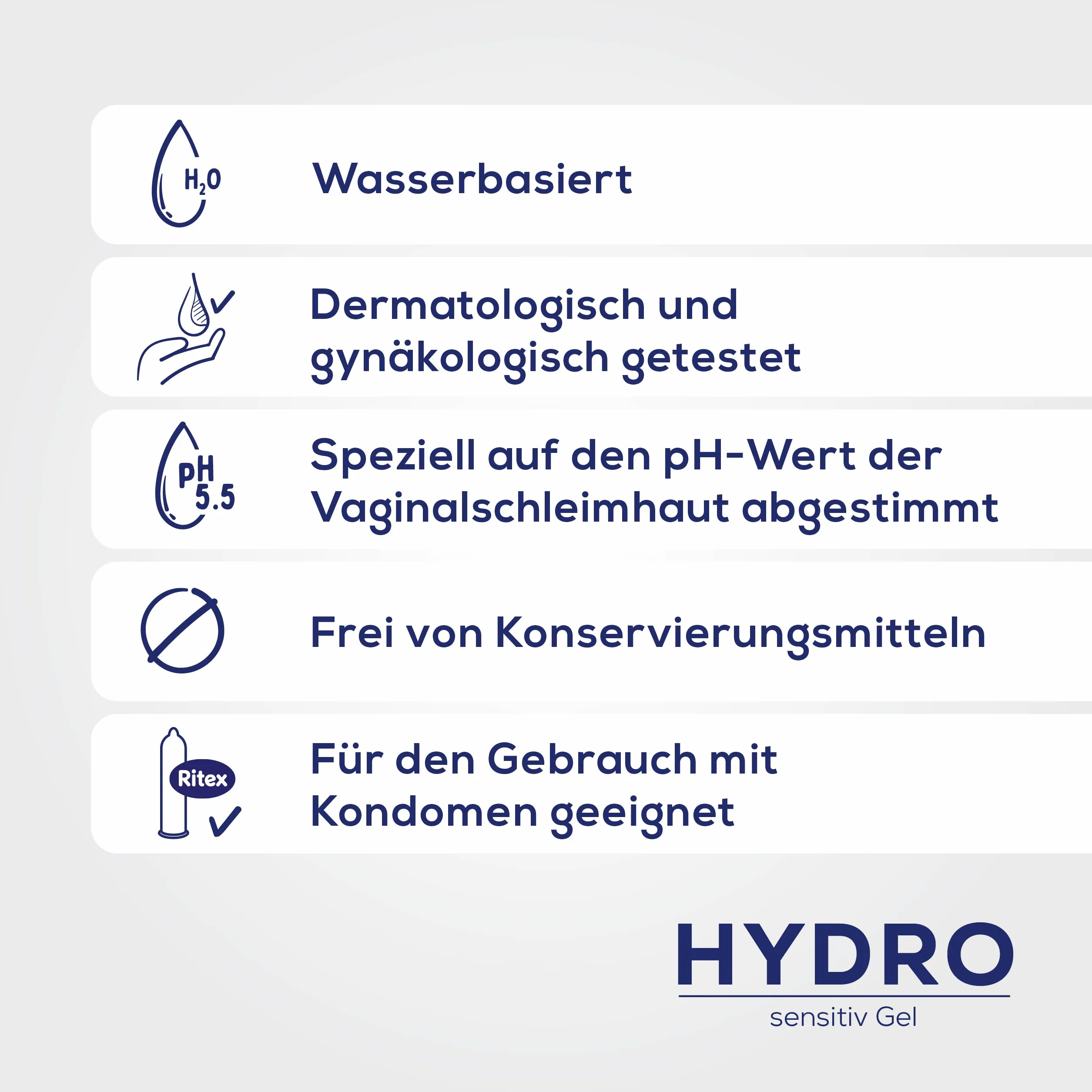 Ritex Żel HYDRO Sensitiv Lubrykant bez konserwantów, na bazie wody, 100 ml, Made in Germany