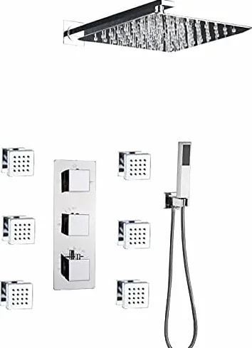 Łazienka bateria termostatyczna chromowana deszczownica wanna prysznic bateria wanna prysznic bateria łazienkowa baterie prysznicowe zestaw prysznicowy, zestaw prysznicowy 25 cm, zestaw
