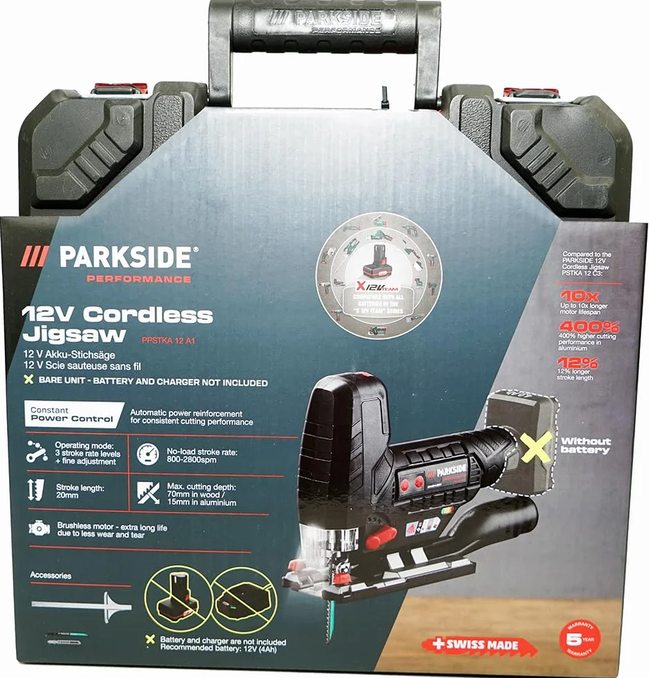 HEADNMORE Bundle – PARKSIDE PERFORMANCE® 12 V akumulatorowa wyrzynarka PPSTKA 12 + breloczek do kluczy HEADNMORE® (akumulator 2 x 4 Ah)