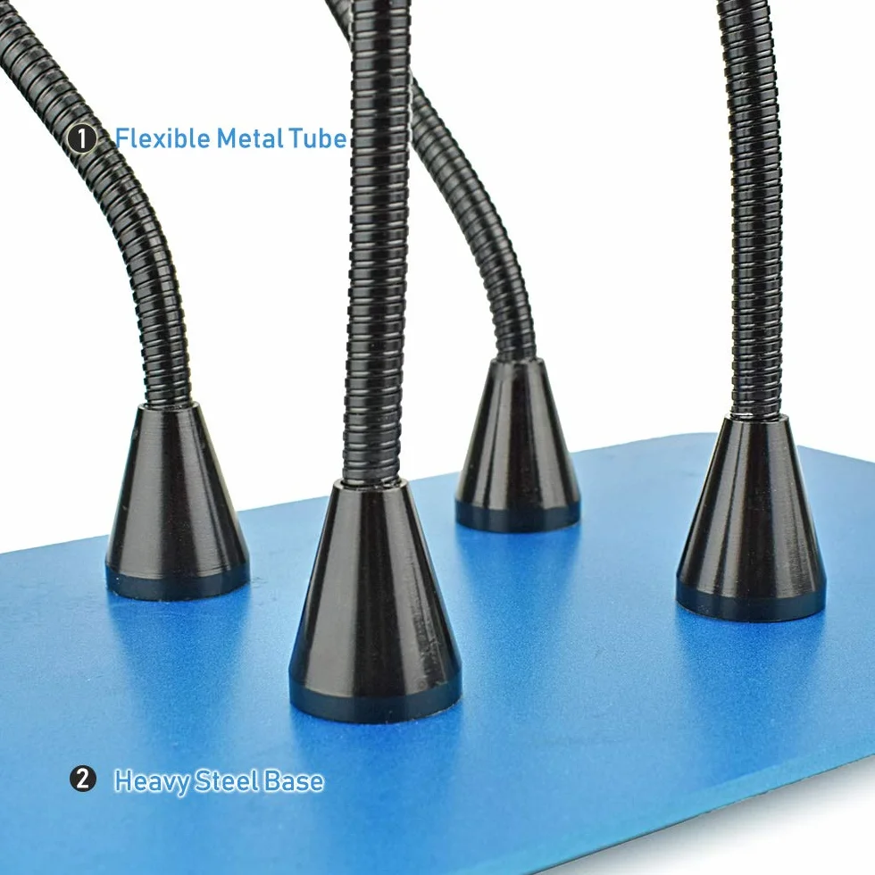 Toolour Magnetyczne wskazówki pomocnicze do lutowania trzeciej ręki, 4 metalowe ramiona z regulowanym aligatorem, elastyczne zaciski imadła lutownicze, do elektroniki, rozlutowywania, napraw, montażu,