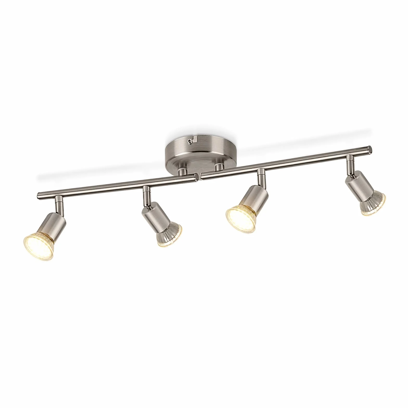 Obrotowy reflektor sufitowy - niklowana matowa 4-drożna lampa sufitowa GU10 LED Zakres LED 350° nowoczesne lampy do kuchni, salonu, bez żarówek