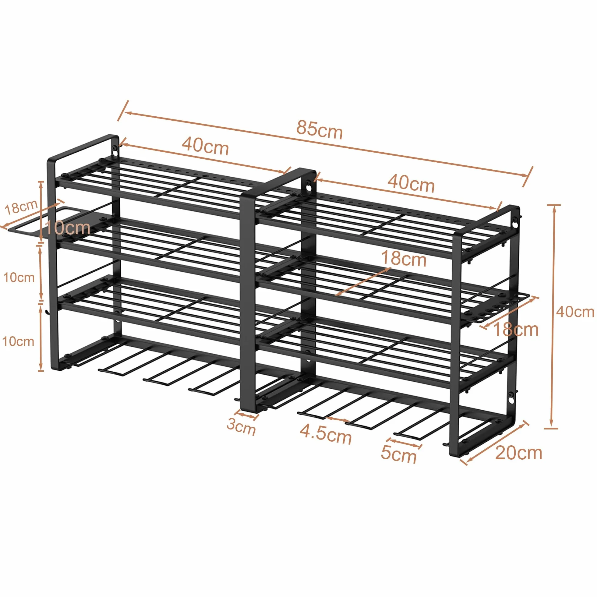 Metalowy organizer na narzędzia warsztatowe W-17 4-poziomowy 80x25x45 cm