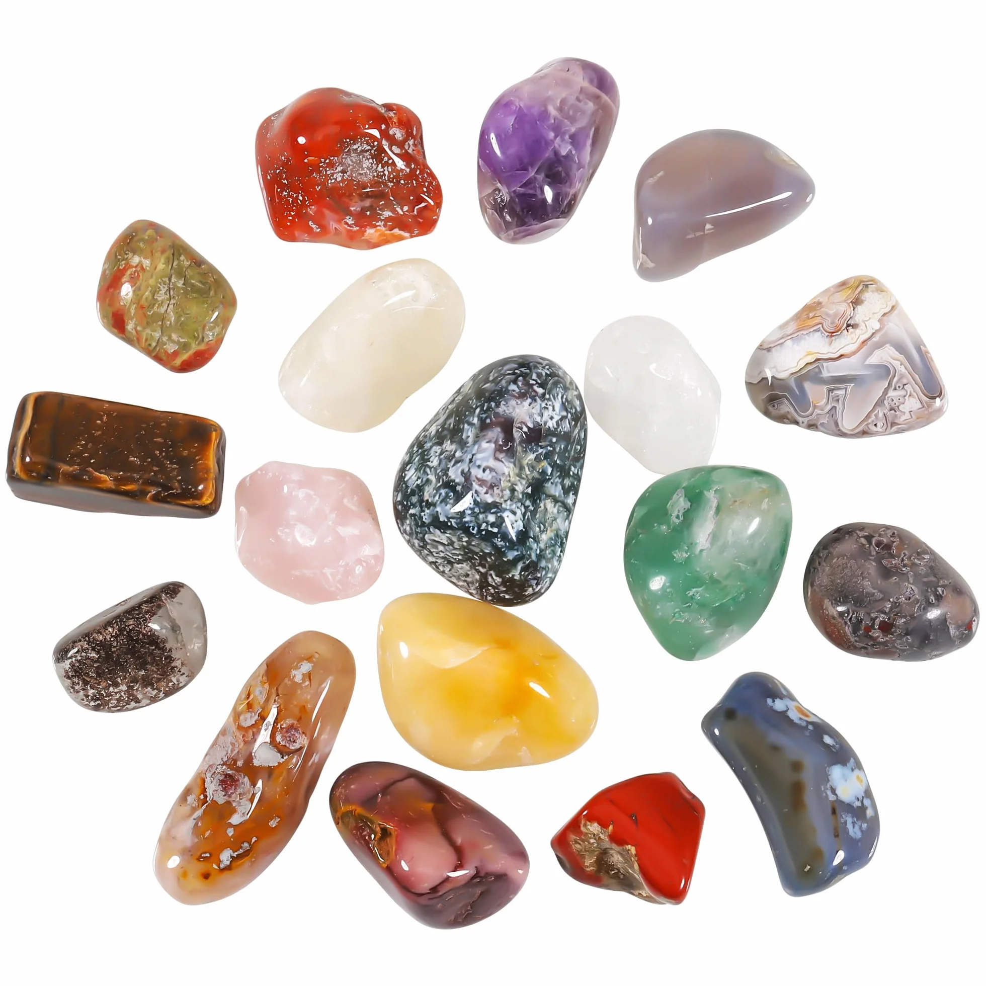 Zestaw 18 naturalnych polerowanych kamieni czakry do medytacji i reiki