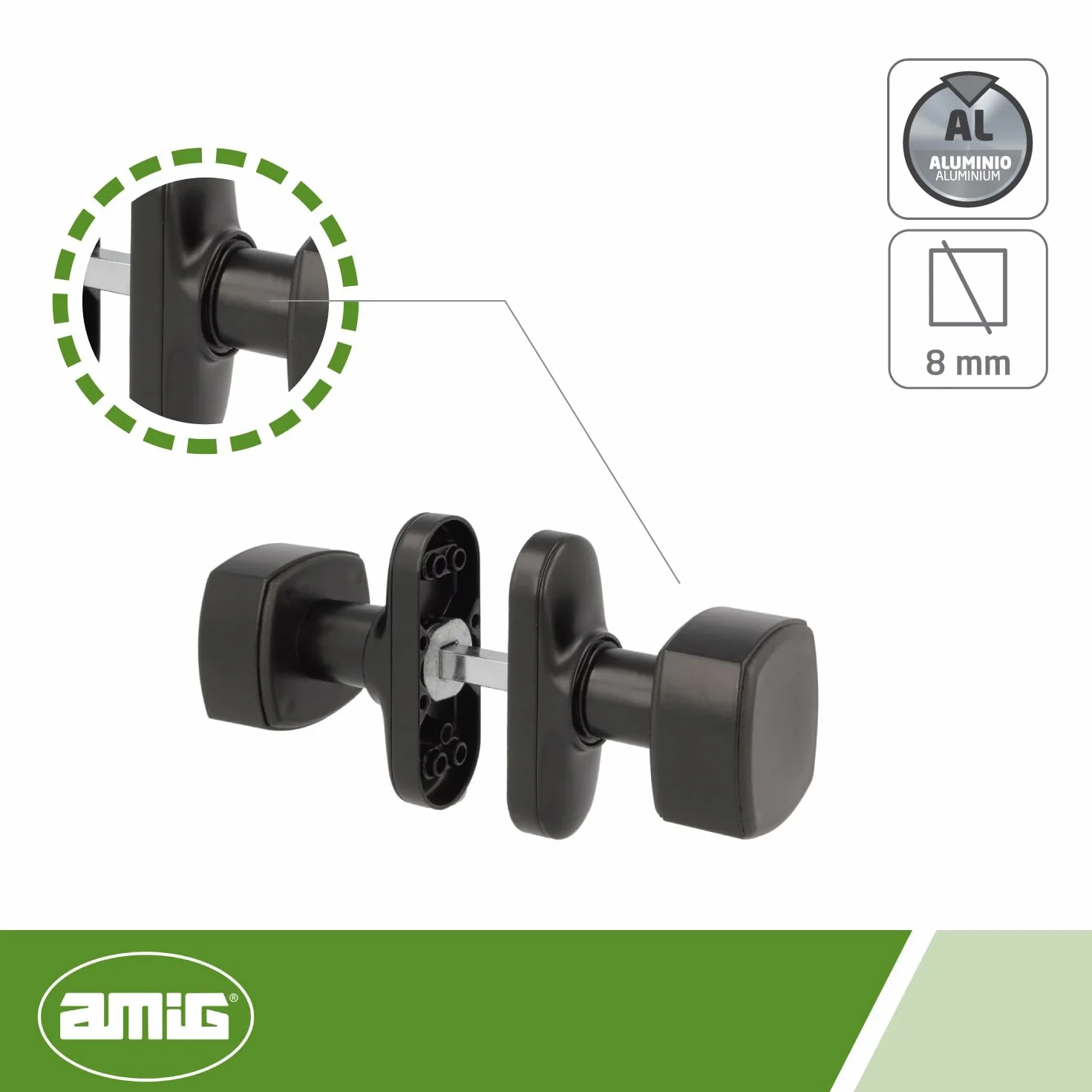 Amig 22040 - Gałka 6807 aluminium czarny