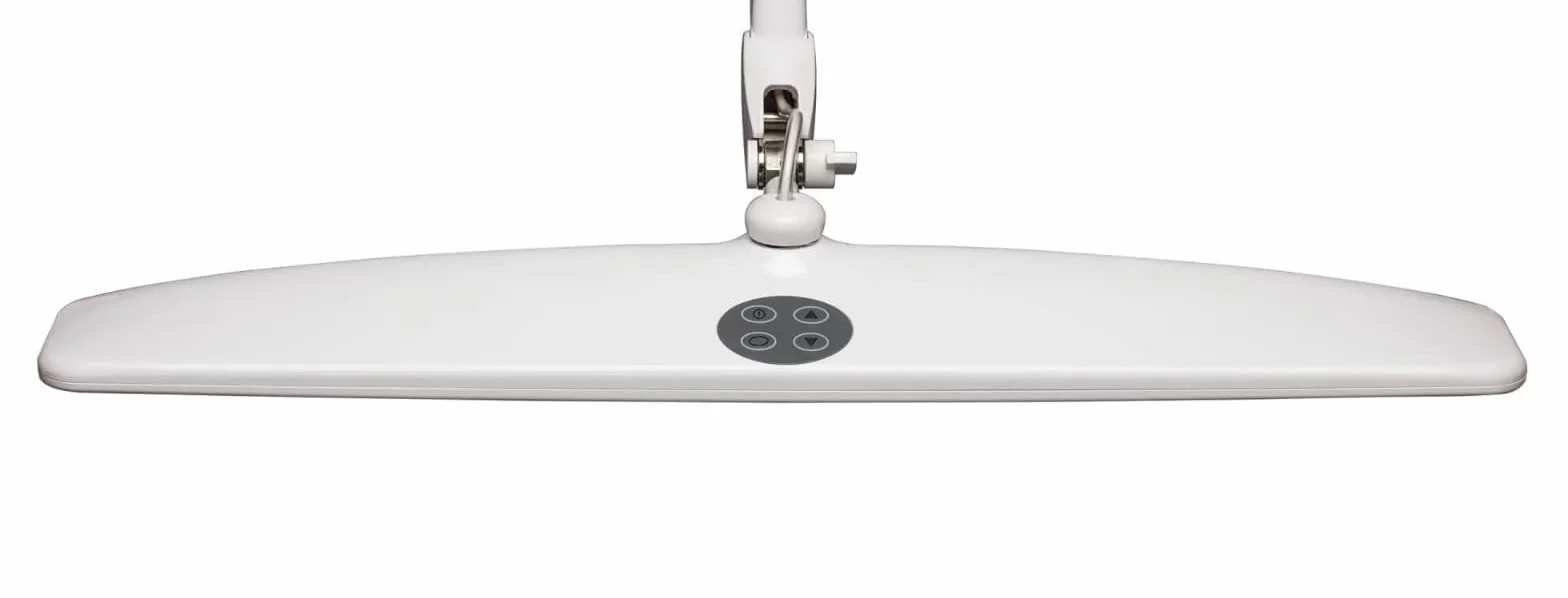 Maul MAULwork 8205202 lampa robocza LED, 84 zintegrowane diody LED, możliwość ściemniania, 3 części – oddzielnie włączane, białe światło dzienne, z nóżką zaciskową do 6,3 cm szerokości, kolor biały