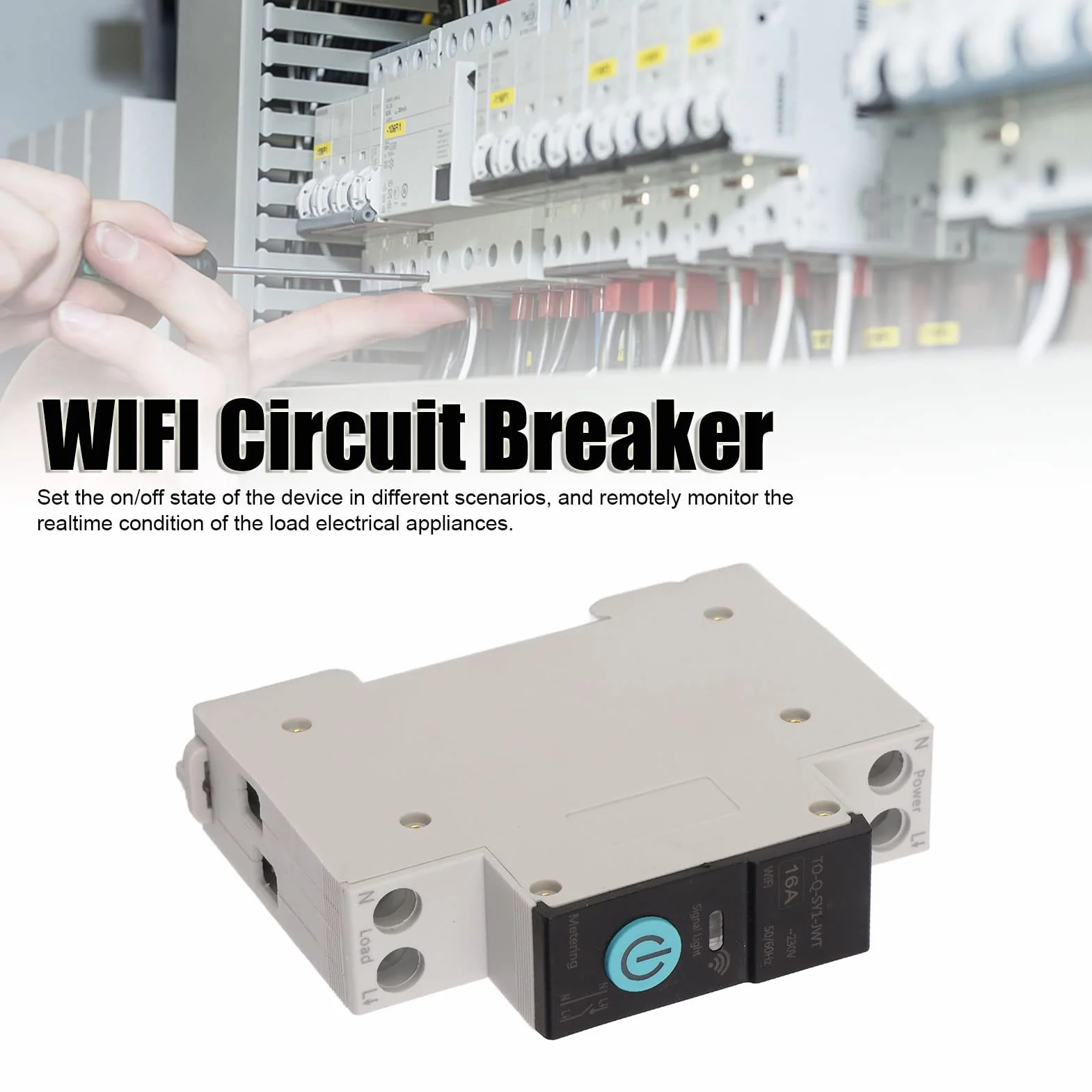 Ejoyous Automatyczny wyłącznik WiFi Smart 25A, przekaźnik WLAN AC 230V, montaż na szynie DIN35, do budynków mieszkalnych i nieruchomości komercyjnych