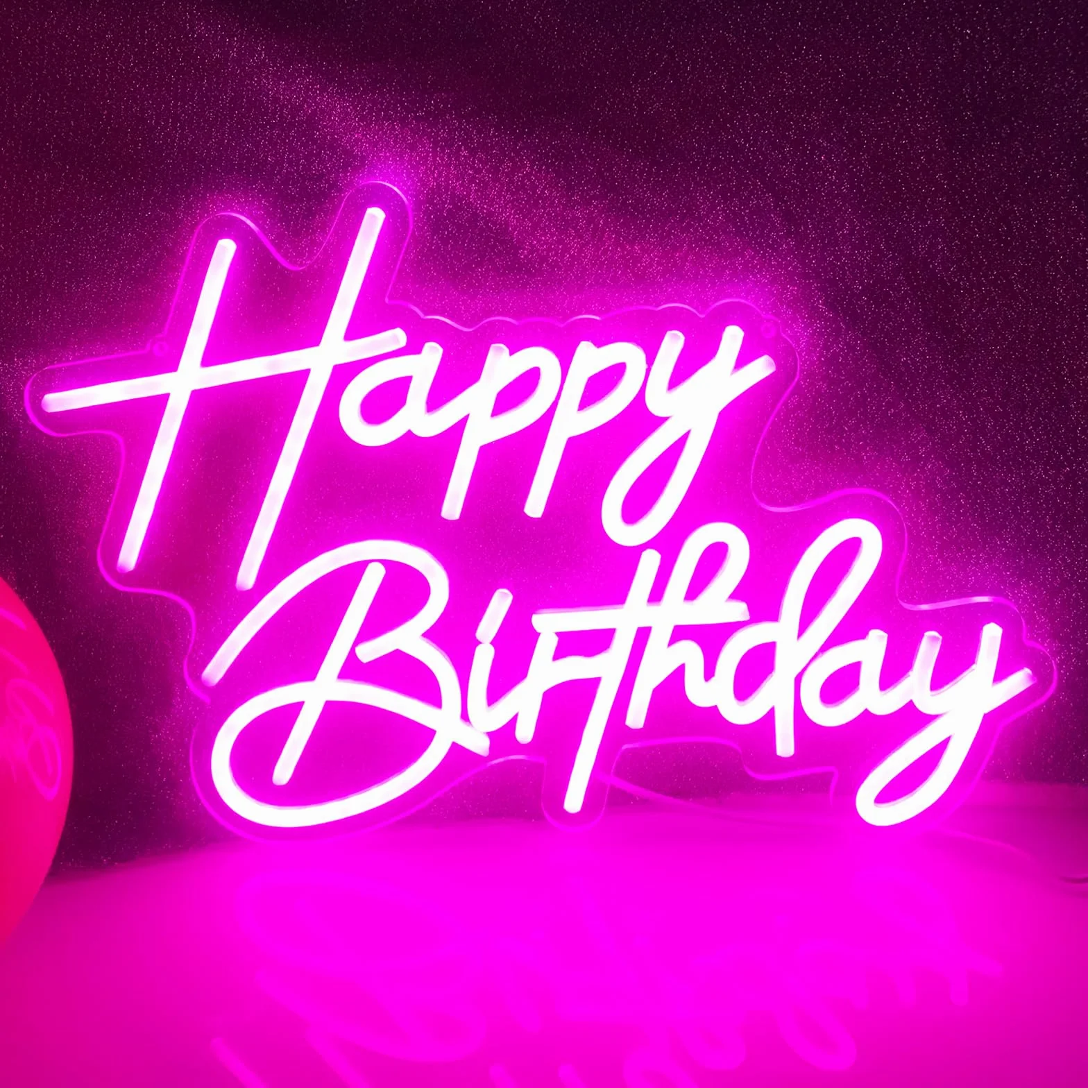 Różowy Happy Birthday Neon Light Party Birthday Light niespodzianka Jasny miękki przełącznik może kontrolować moc z regulowanego gniazda USB dla wygodnego transportu