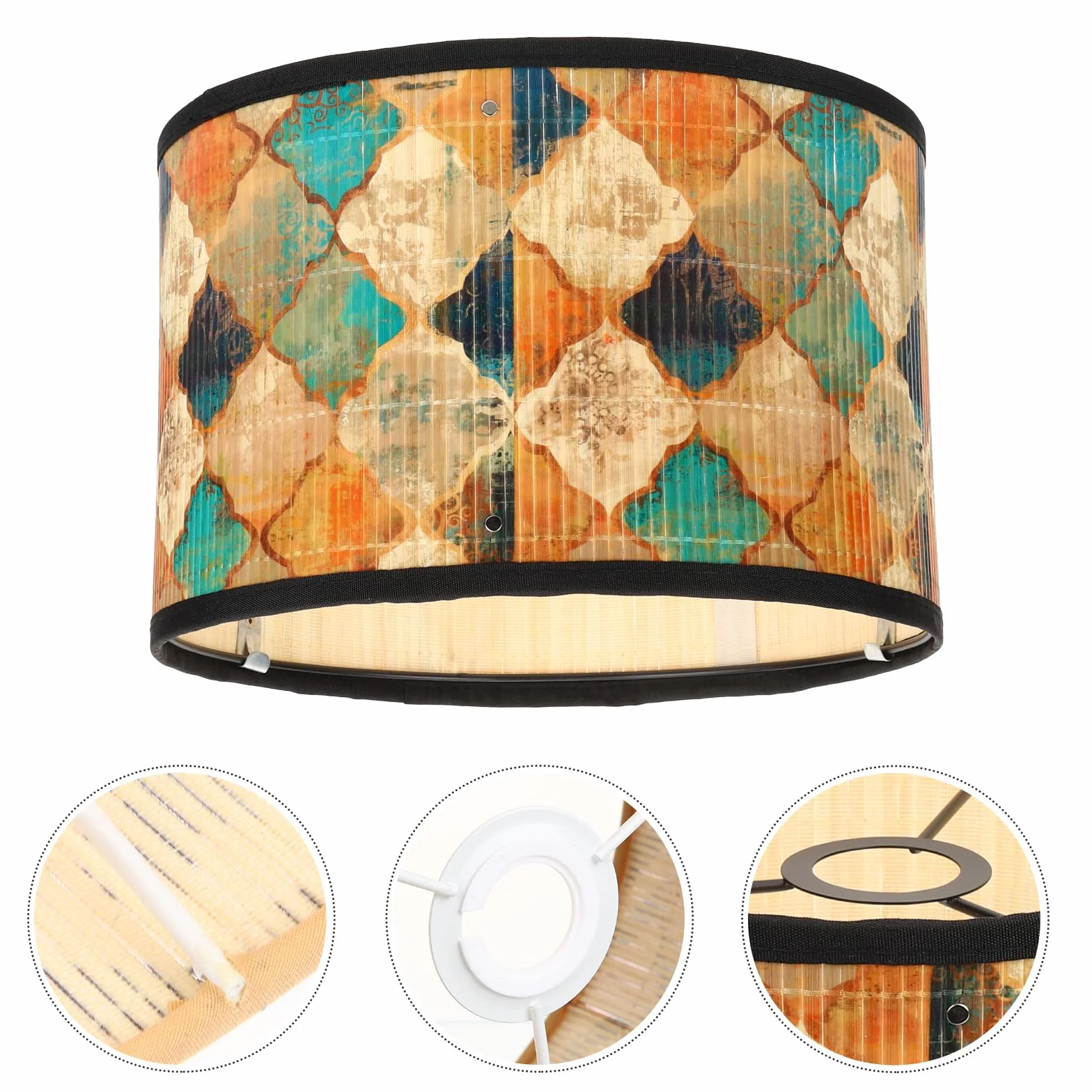 OSALADI Drum Lamp Abażur Kinkiet, Dekoracyjny abażur Lampa Podłogowa Lampy Stołowe, Boho Style Wahadłowe Lampy Tkaniny