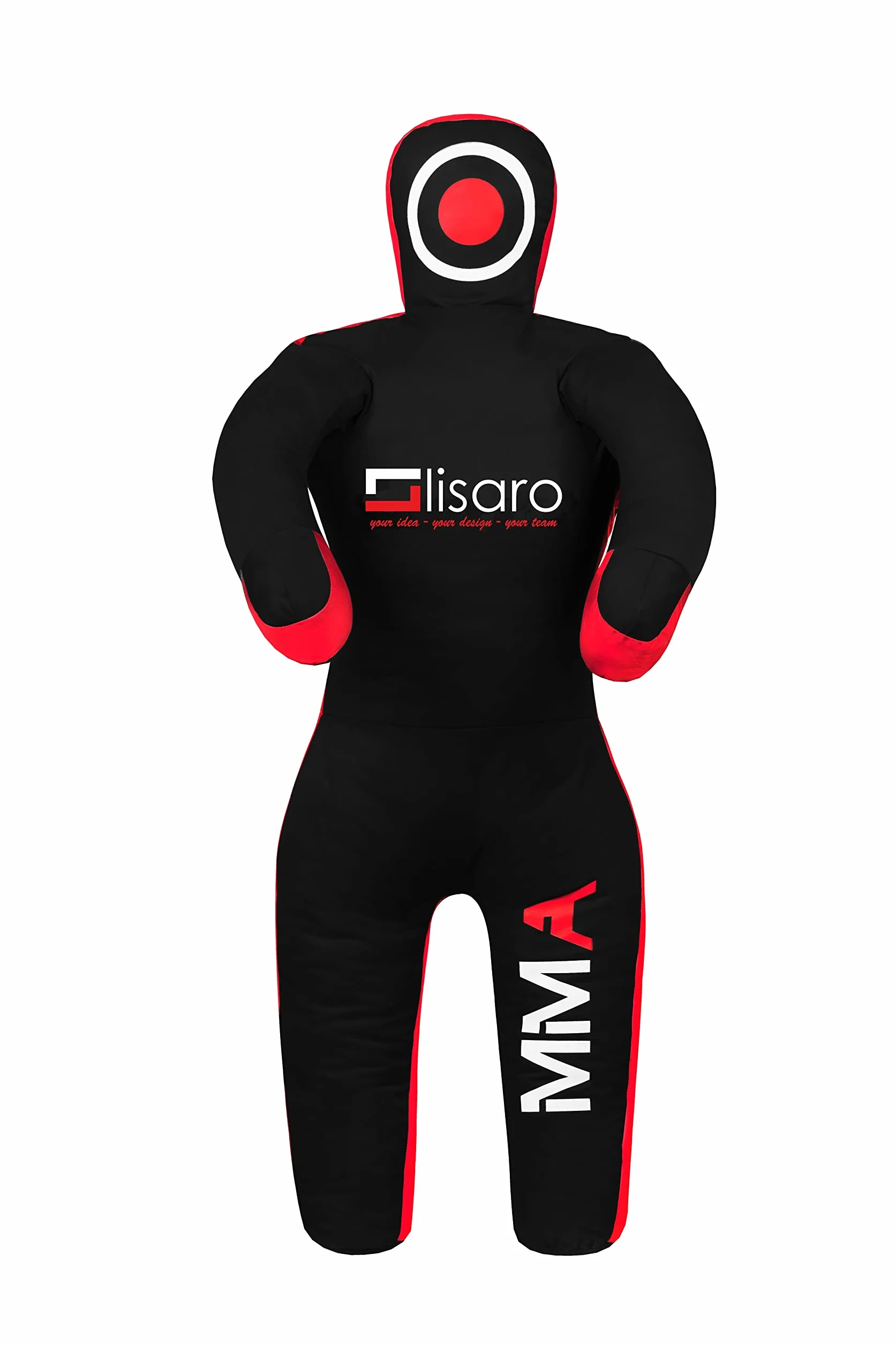 Lisaro Judo Dummy smoczek rozmiar 130/145/160/170 cm | Box-Dummies | Canvac | czarno-czerwony | niewypełniony | wiszący | Grappling Dummy