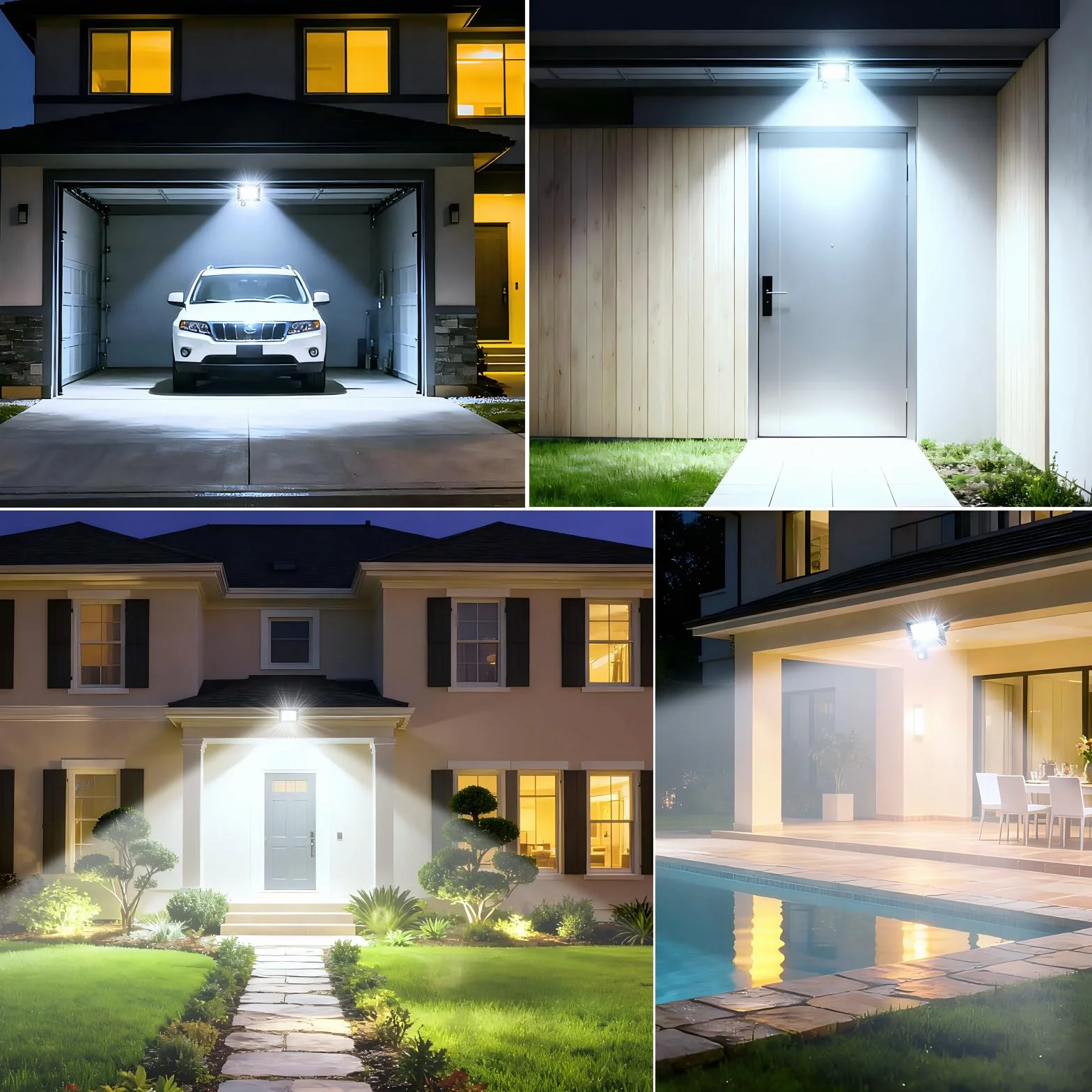 Reflektor LED 50 W z czujnikiem ruchu, do użytku na zewnątrz, 2 sztuki, 5000 lm, 6500 K, zimna biel, reflektor LED, do użytku na zewnątrz, IP67, wodoszczelny, do ogrodu, garażu, mieszkania, na