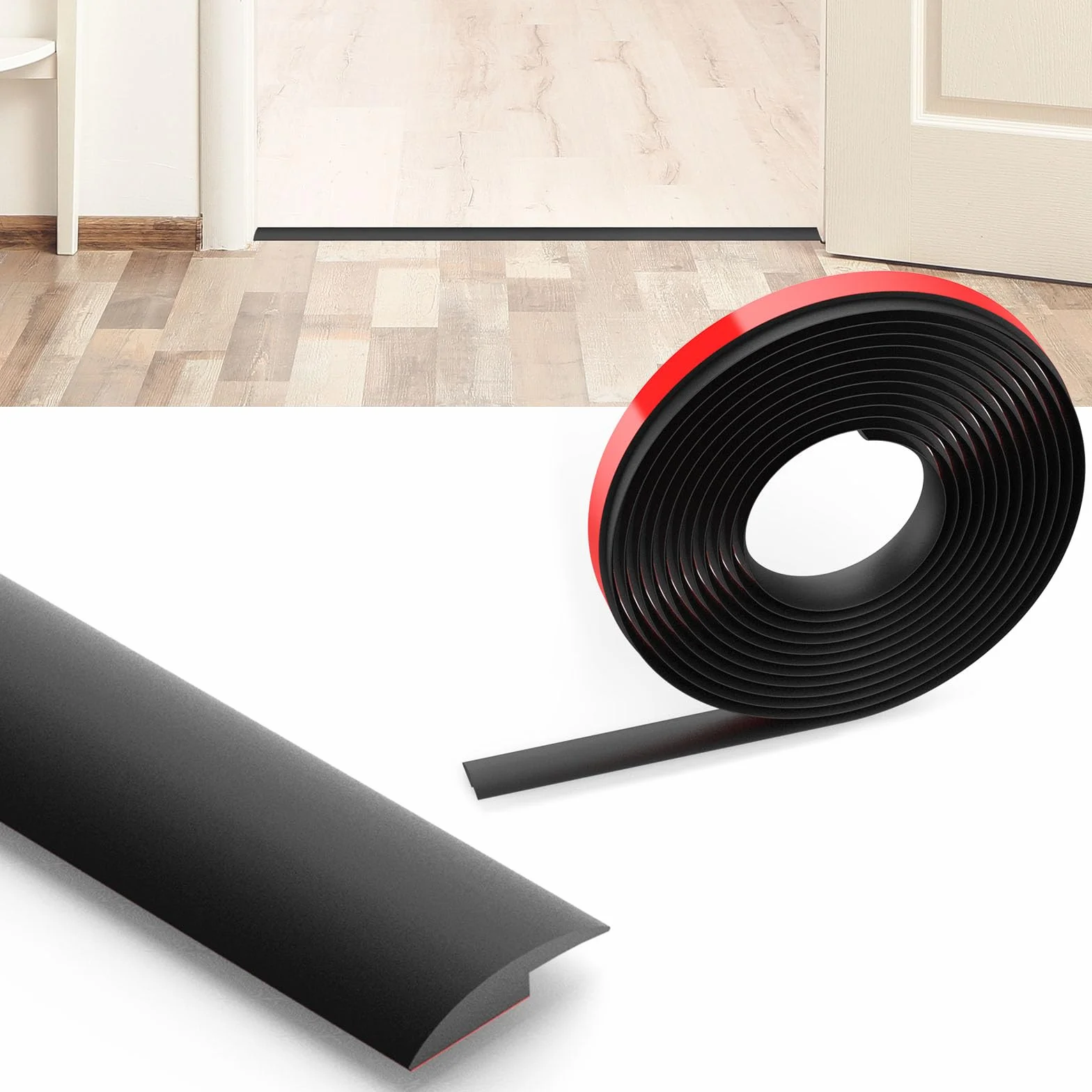 Flintronic Listwa przejściowa do podłóg laminowanych, 2 m, PCW, listwa przejściowa dzieląca podłogę, samoprzylepna listwa progowa, listwy progowe do drzwi do łączenia szczelin podłogowych, dywanów
