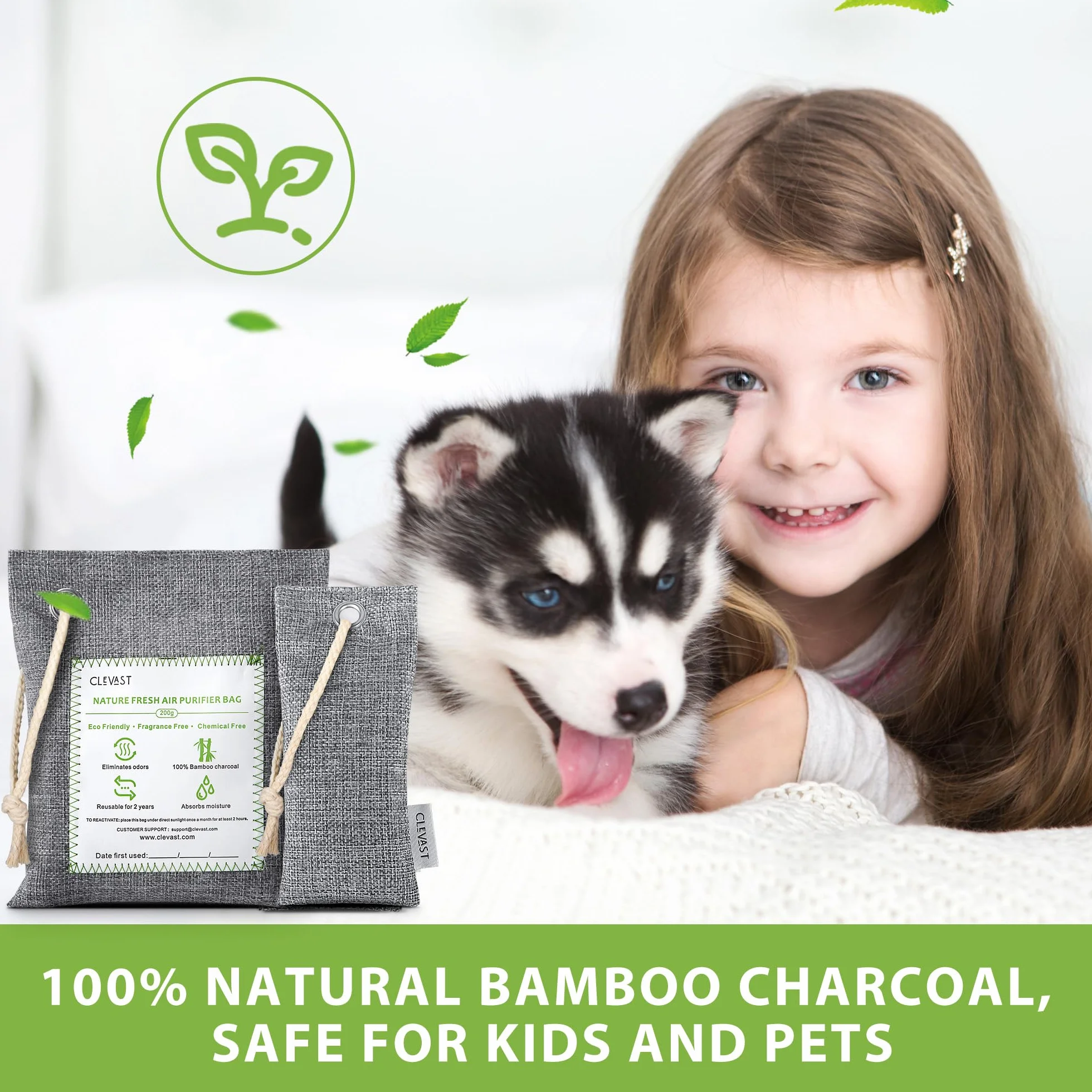 CLEVAST bambusowy oczyszczacz powietrza z węglem drzewnym 14 Pack, aktywowany naturalny pochłaniacz zapachów, dezodorant i środek usuwający wilgoć, oczyszczacz powietrza do szafy, butów