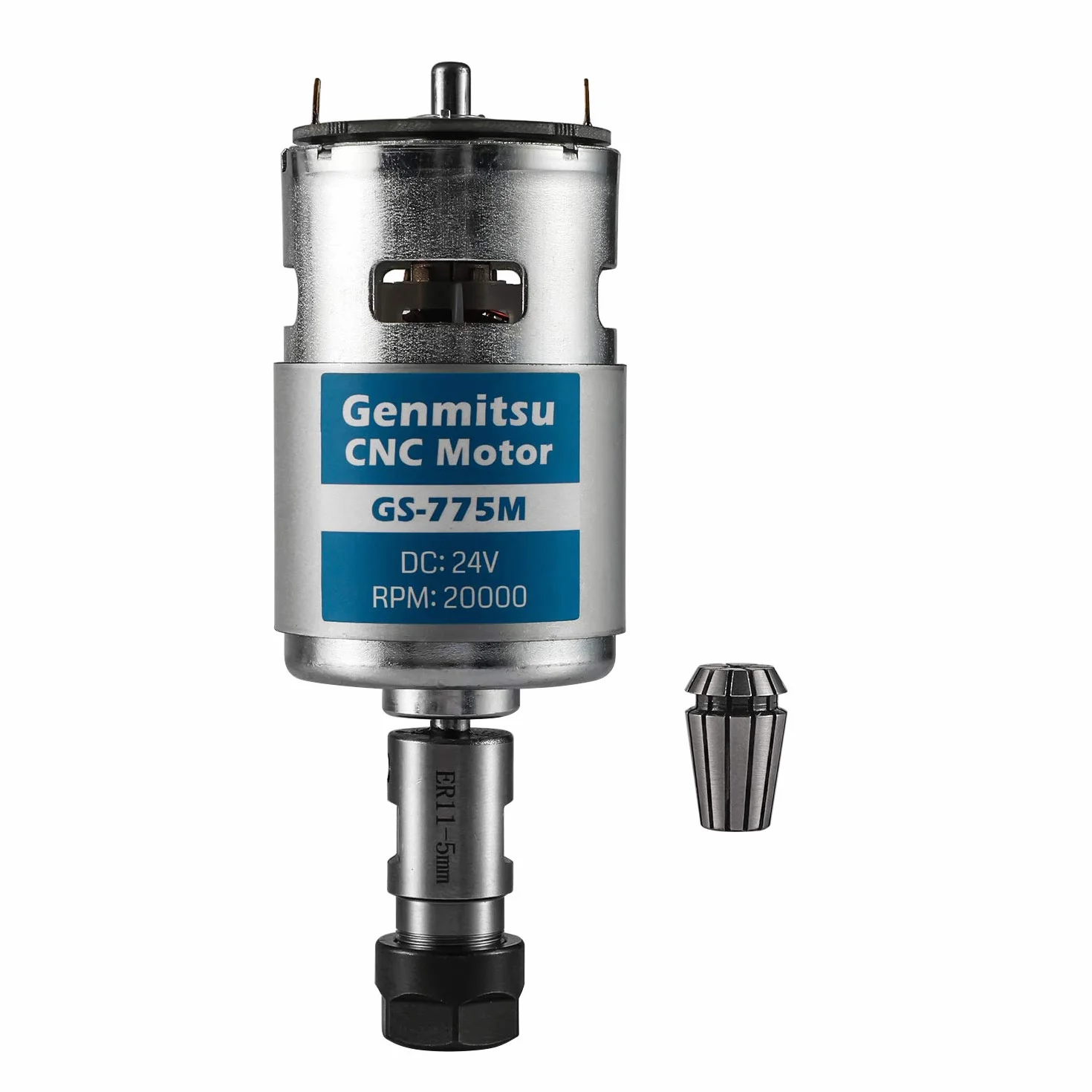 Genmitsu GS-775M 775 silnik wrzecionowy CNC z nasadą zaciskową ER11, napięcie stałe 24 V, 20000 obr./min, bardzo wydajny, elektryczny silnik prądu stałego do frezarki CNC 3018