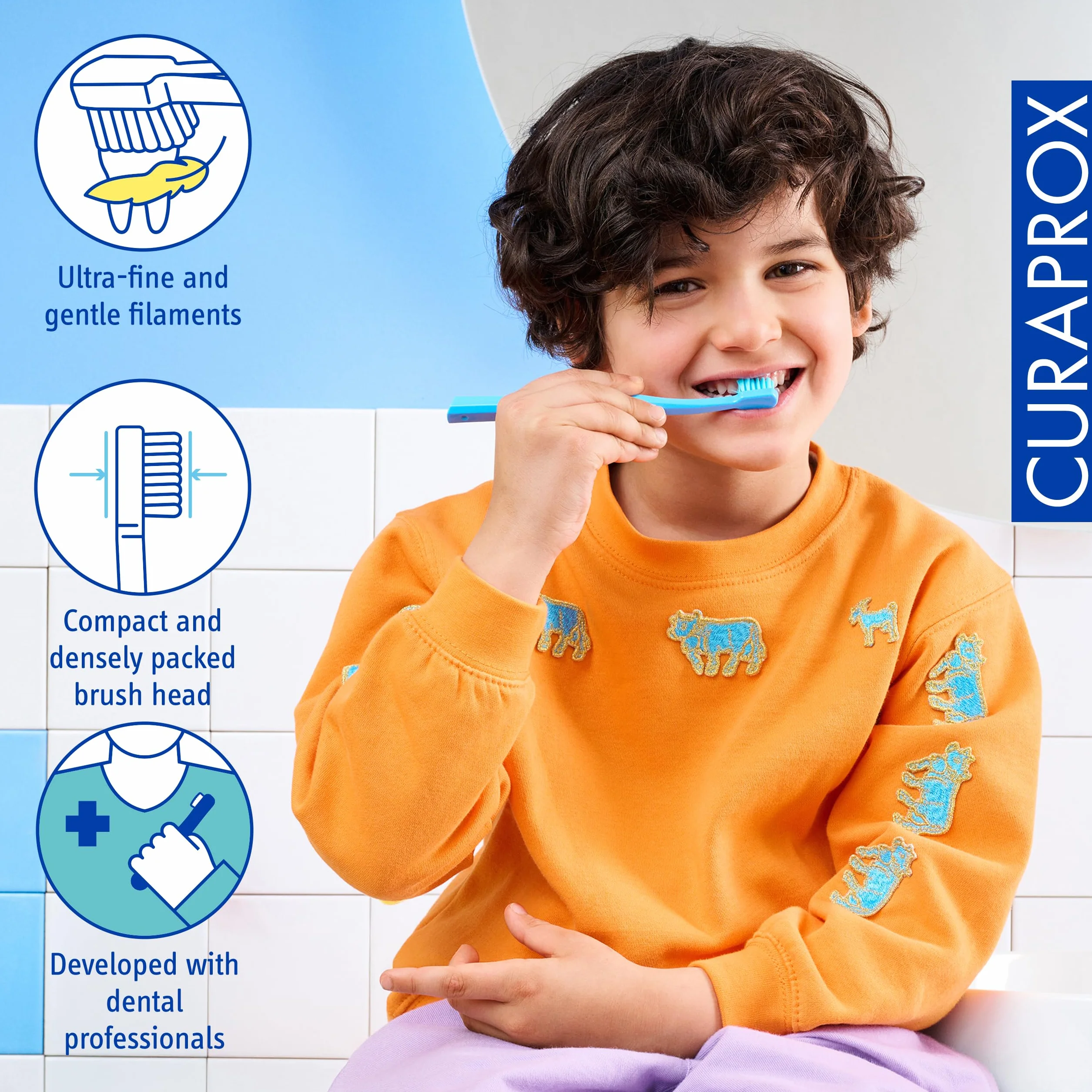 Curaprox Szczoteczka Do Zębów Dla Dzieci, Blister Trzypakowy, Międzynarodowy (losowy) / Made in Switzerland