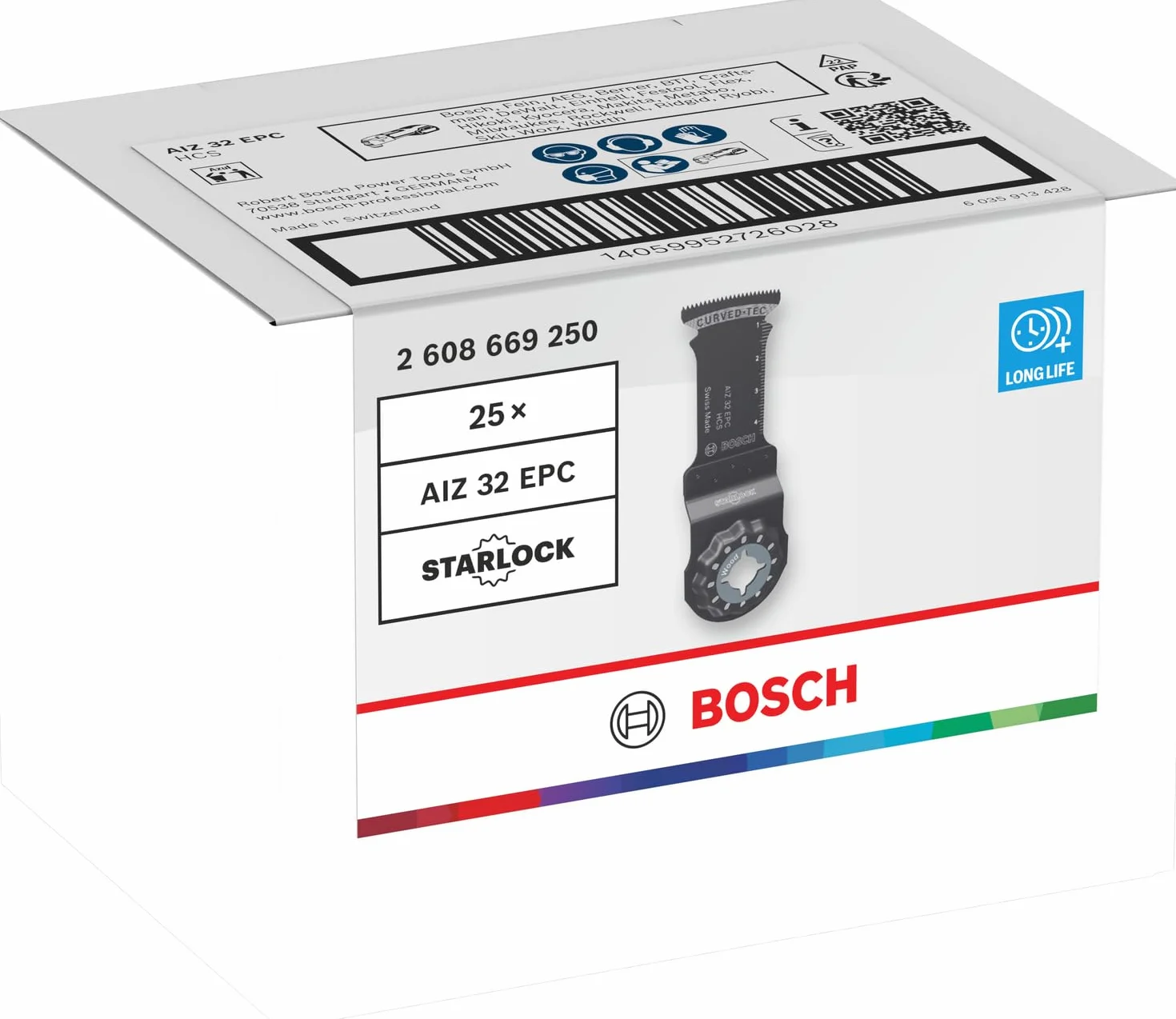 Bosch 1x Brzeszczot do cięcia wgłębnego AIZ 32 EPC (do Miękkie drewno, Szerokość 32 mm, Professional Akcesoria Narzędzie wielofunkcyjne)