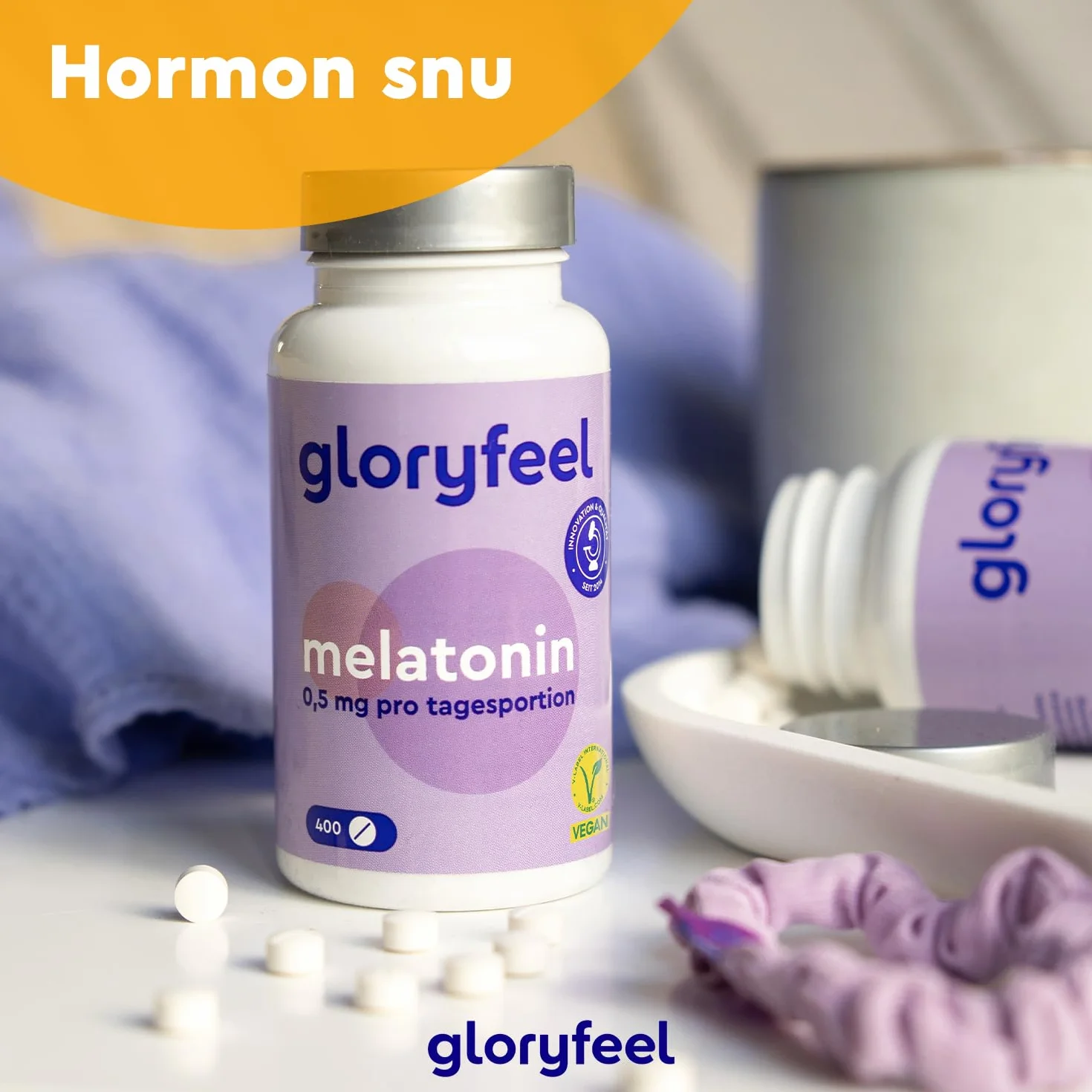 Melatonina - Wysoka dawka - 400 tabletek (13 miesięcy) - 0,5 mg bioaktywnej melatoniny na dzienną dawkę - 100% wegańska - Testowane laboratoryjnie - Wyprodukowano w DE bez niepotrzebnych dodatków