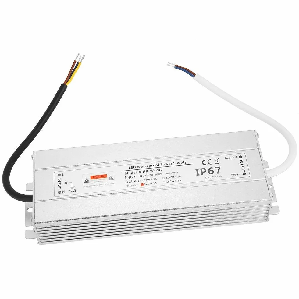 Zasilacz LED, 24 V 120 W 5 A LED listwa świetlna zasilacz IP67 wodoszczelny sterownik LED transformator zasilacz