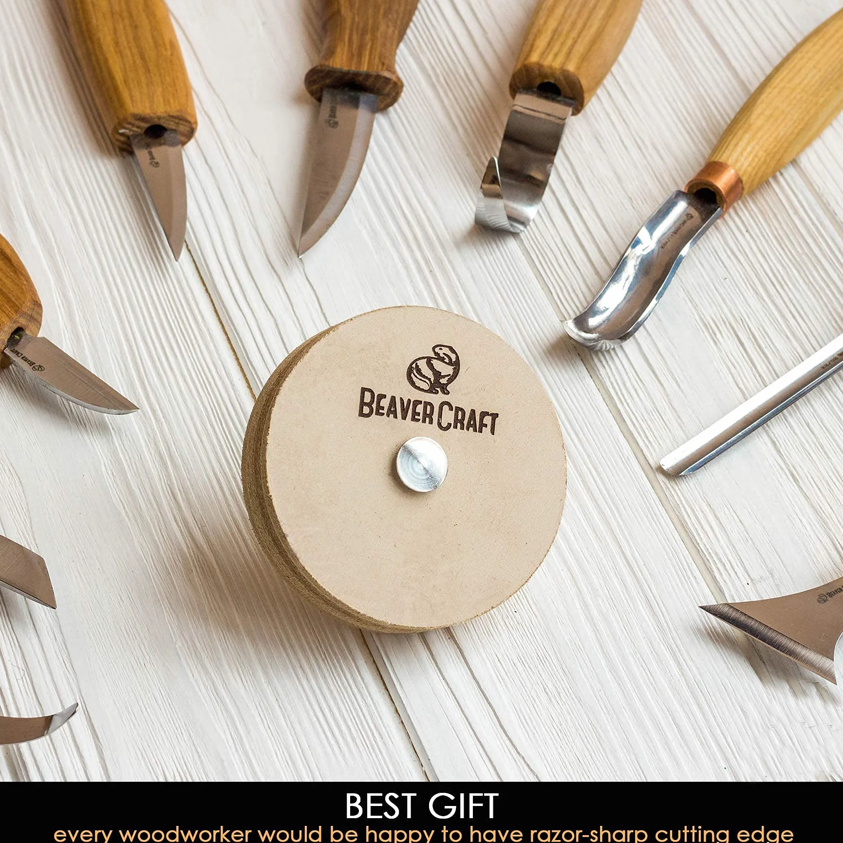 BeaverCraft Tarcza polerska do ostrzenia noży 7 cm PW1 - Tarcza polerska i pasta polerska do noży, dłut, narzędzi do rzeźbienia w drewnie