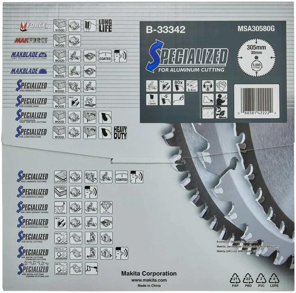Makita B-33342 Specjalistyczny brzeszczot tarczowy 305x30mm 80T Aluminium
