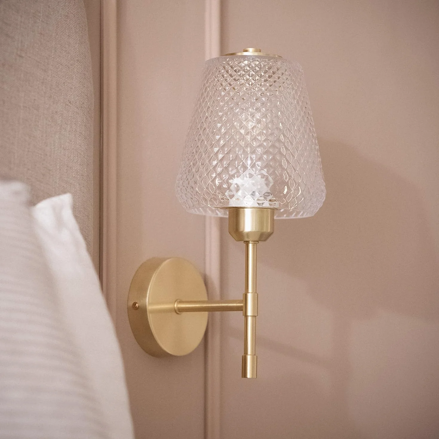 LEDKIA LIGHTING Kienkiet Ścienny z Metalu i Szkła Stiklu Złoty E27
