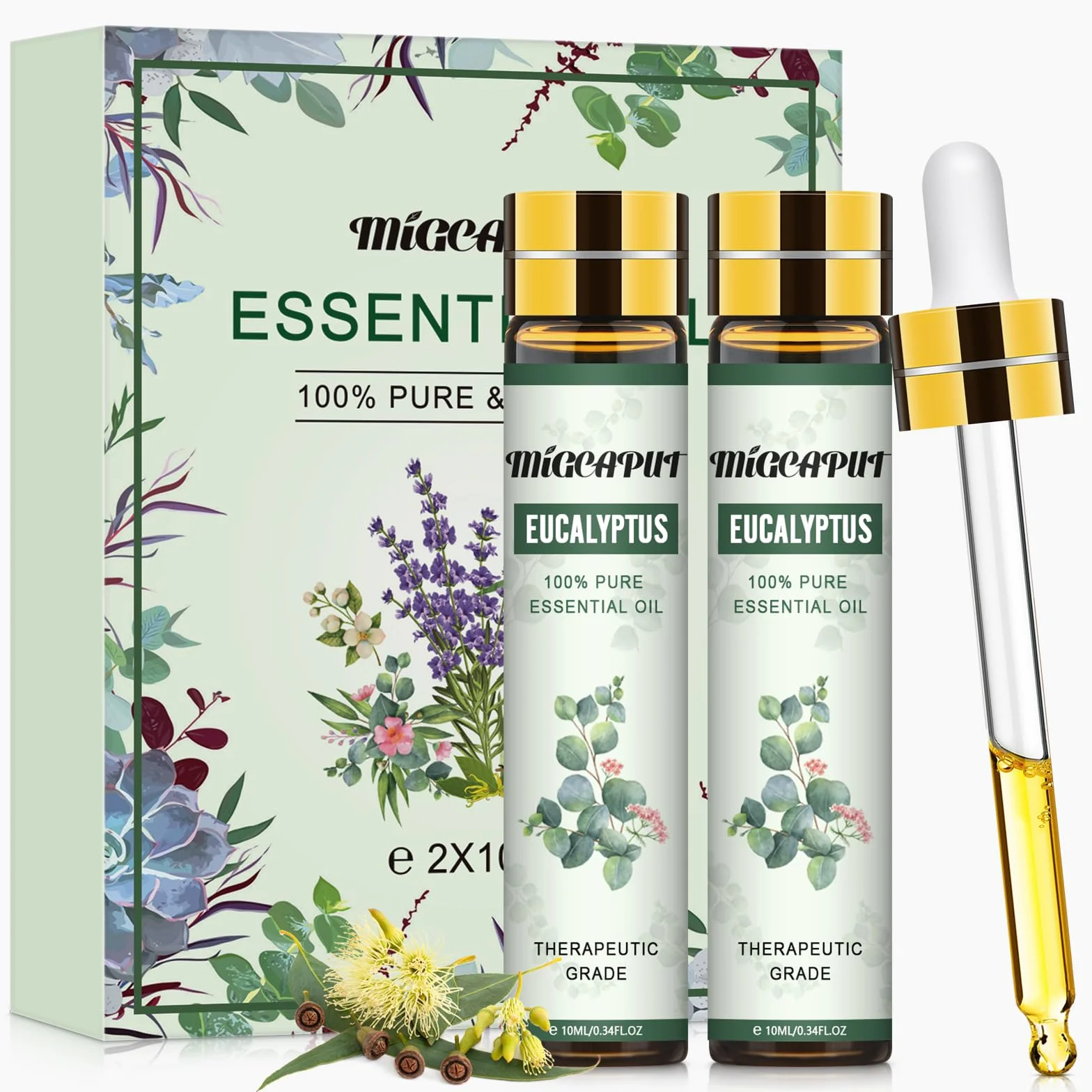 Olejki Eteryczne Eukaliptusowe 100% Naturalny Klasy Terapeutycznej 2 x 10ML do Aromaterapii