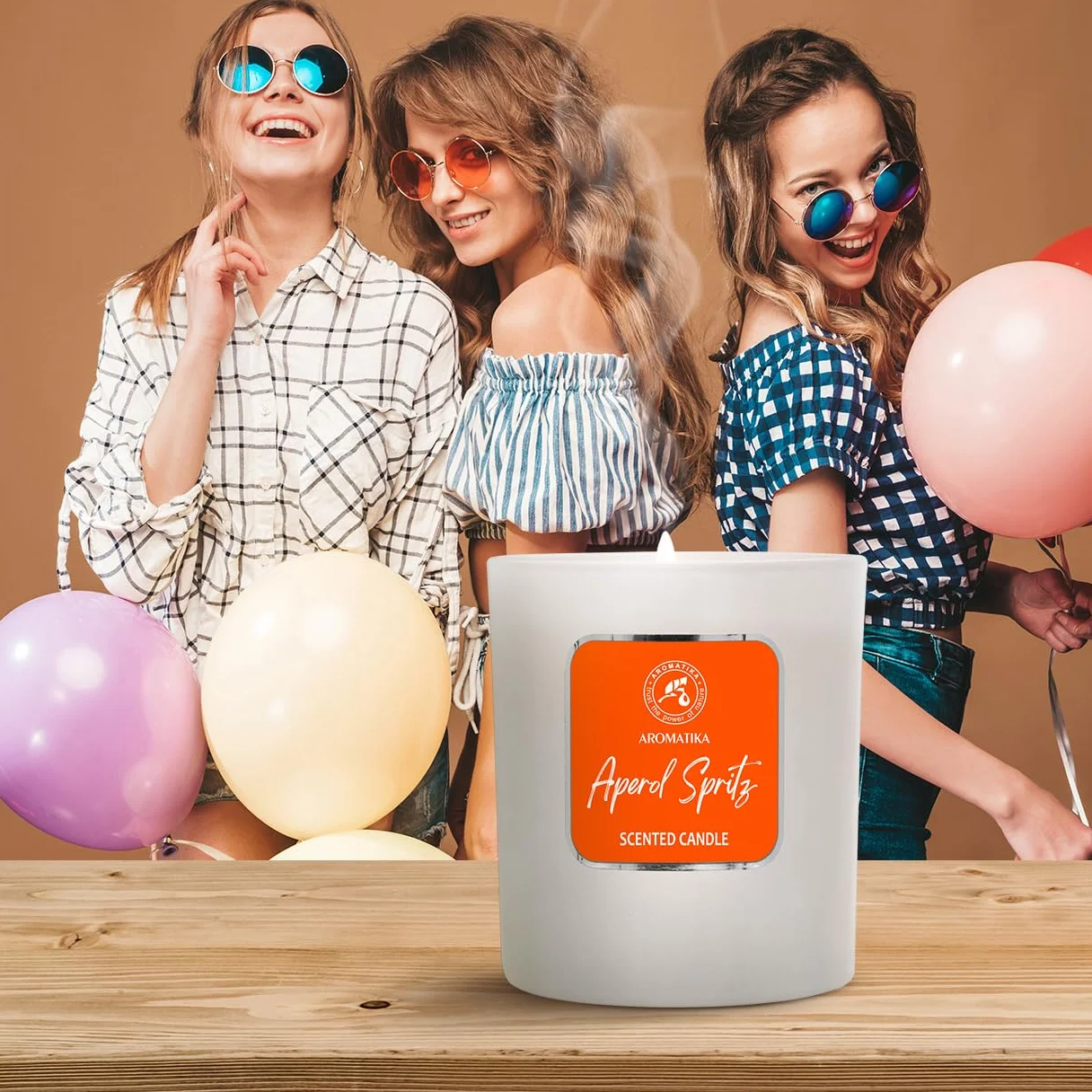Scented Soy Wax Candle Aperol Spritz 200g, Aromatherapy Fresh Scent Glass Home Air Freshener Gift