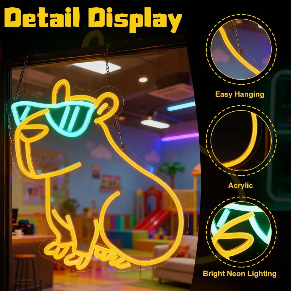 Neon LED Kapibara panel świetlny ze ściemniaczem USB dekoracja ścienna