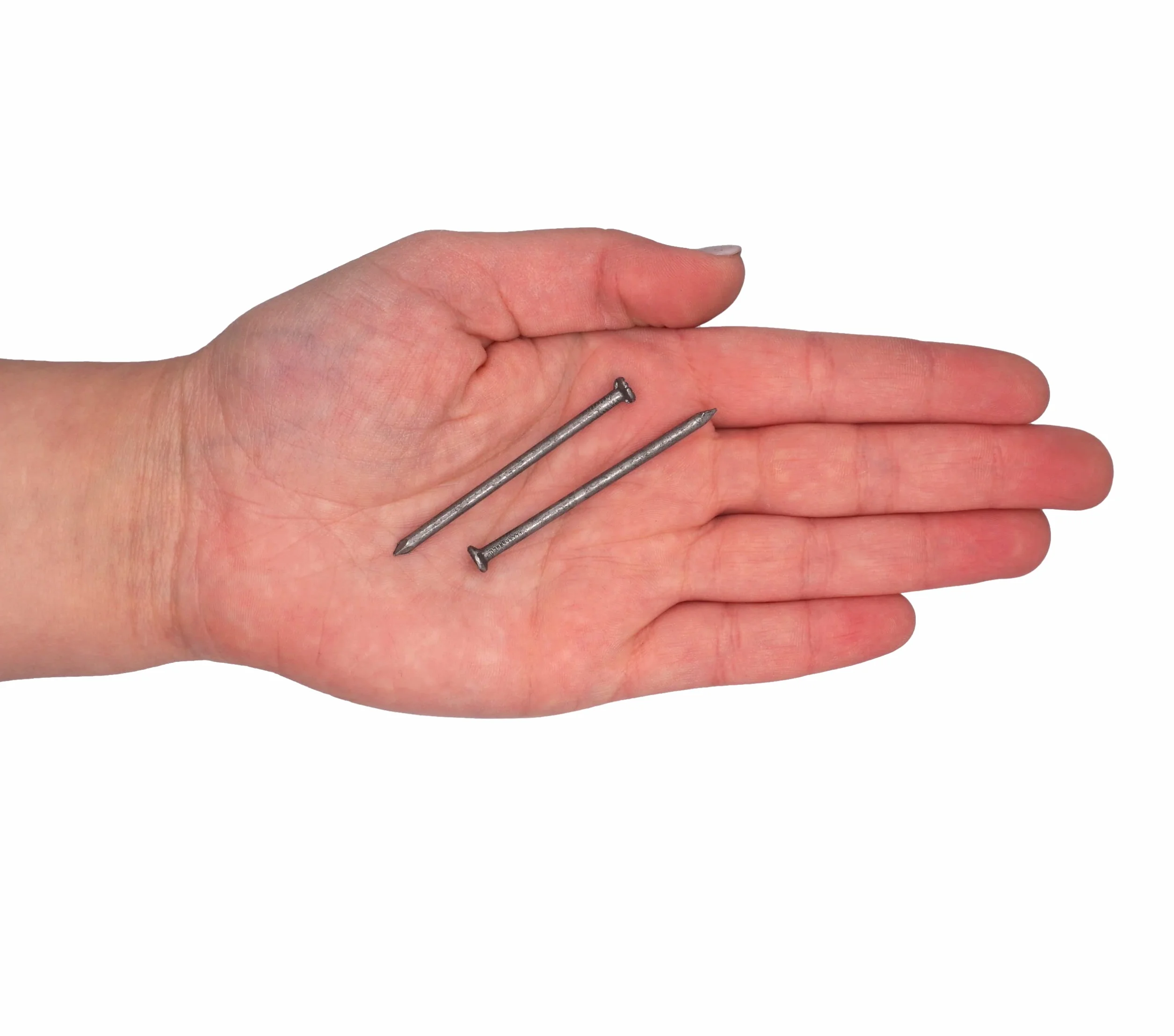 (opakowanie 150 szt.) Stalowe gwoździe konstrukcyjne 2,5 x 50 mm, płaskie, okrągłe główki, uniwersalne jasne gwoździe z drutu, obróbka drewna (150, 2,5 x 50 mm)