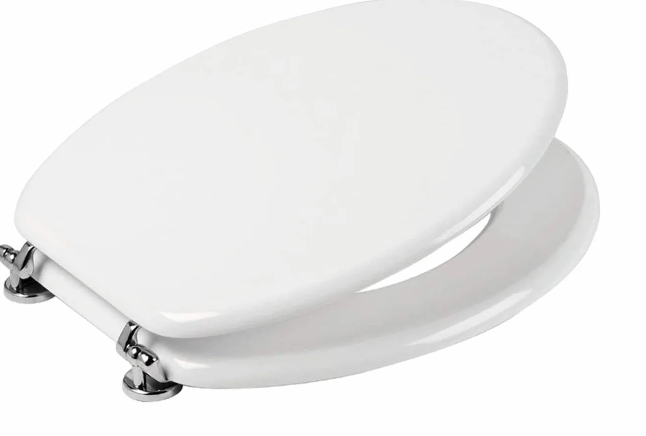ACB/COLBAM Drewniana osłona podłogowa pokryta poliestrem dla Ideal Standard LIUTO Biały I.S. Zawias Chrom-Seat-Oś WC