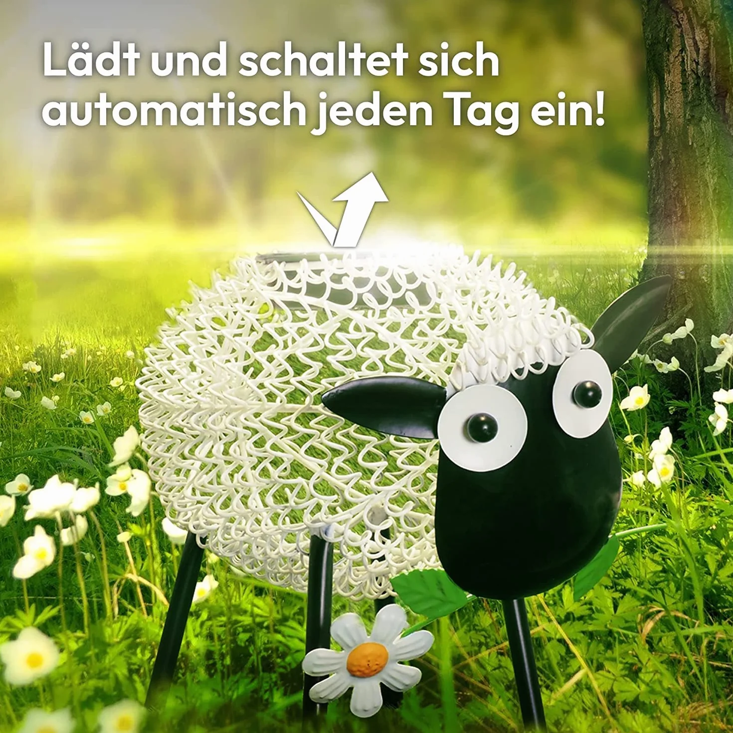 Lampy solarne zewnętrzne Gadgy owce dekoracje ogrodowe metalowe z efektem cienia