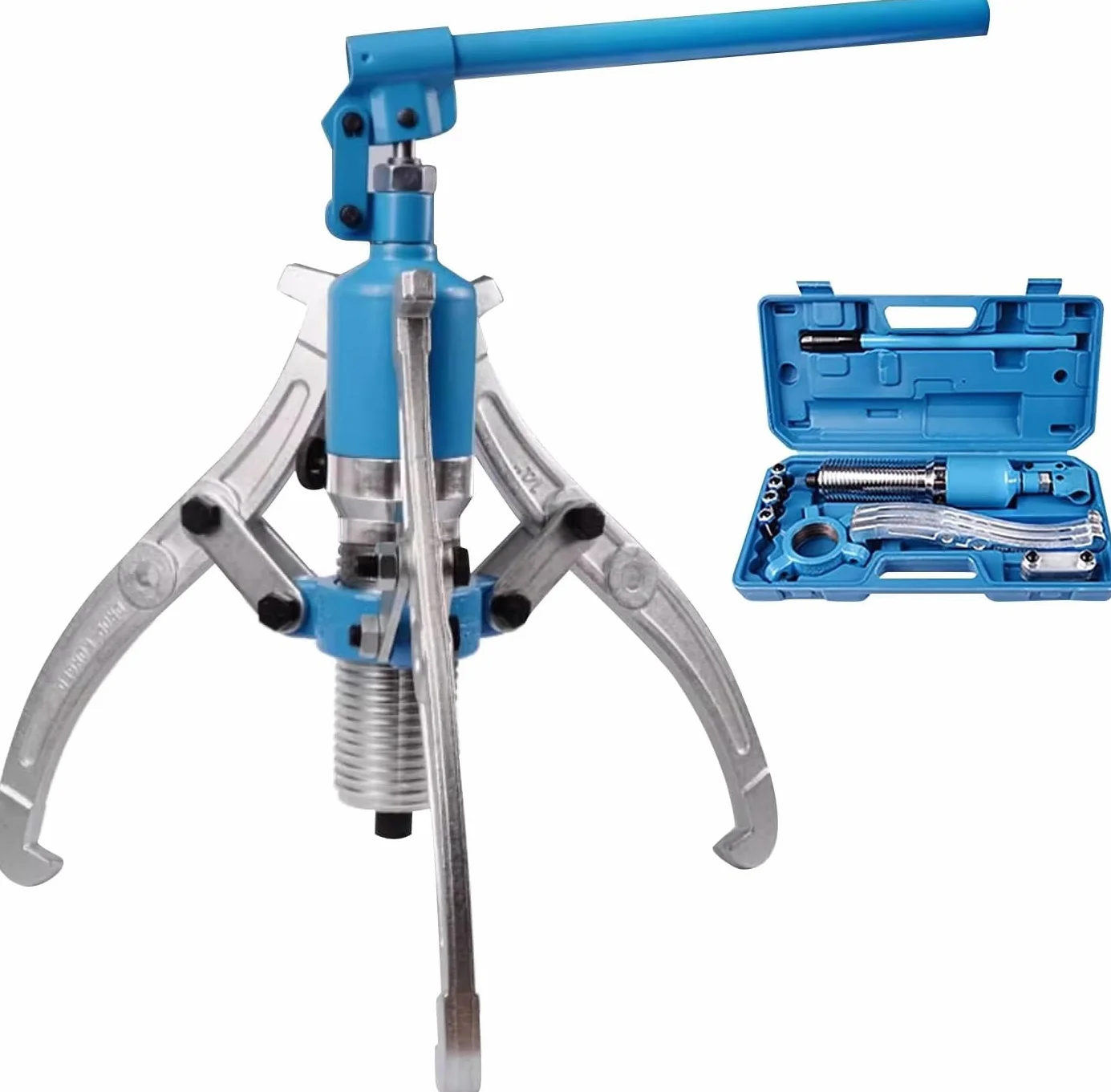 Ściągacz hydrauliczny, wysokowydajny zestaw hydraulicznych ściągaczy łożysk (10 t) – ściągacz 2- i 3-szczękowy, separator piasty do demontażu bębna hamulcowego i koła pasowego, nośność 1000 kg