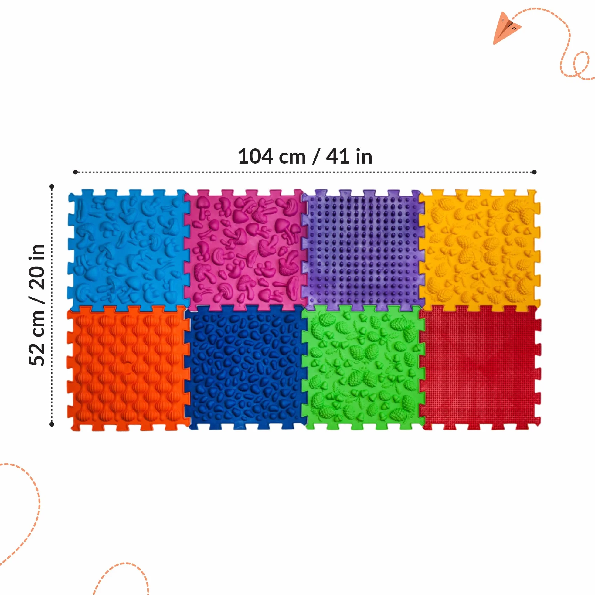 Mata sensoryczna ortopedyczna do masażu stóp Puzzle Mix 8 elementów