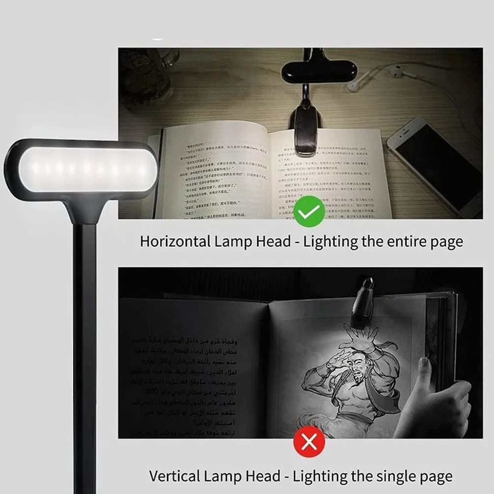 Ładowalna dioda LED USB lampka do czytania lampka do czytania elastyczna lampa do książek ściemniacz klips stołowy lampa biurkowa przenośna lampka z klipsem