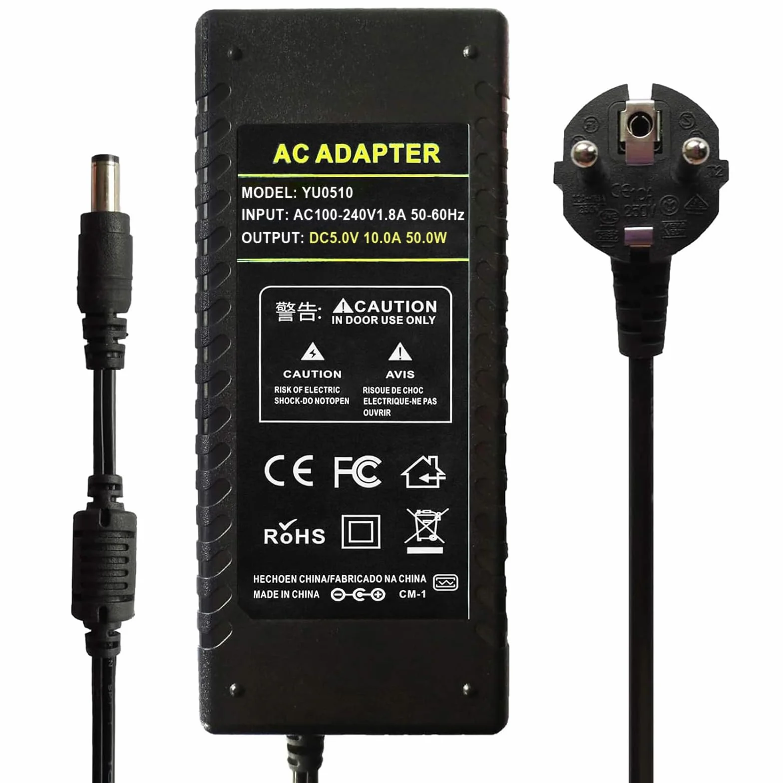 5V 10A Transformator zasilający 50W adapter zasilania 5,5 x 2,1/2,5mm do CCTV, kamery, routera, taśmy LED WS2812 WS2812B