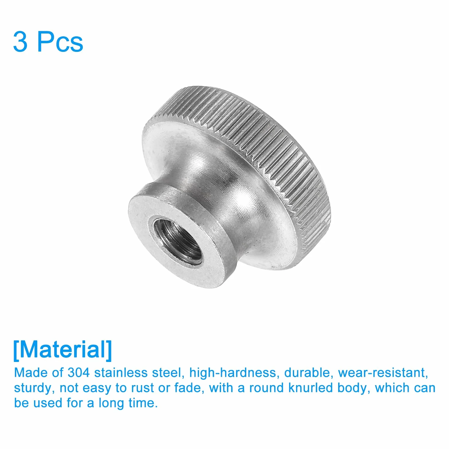 QUARKZMAN Rowkowane nakrętki motylkowe, M6 x D20 mm x H12 mm, okrągłe gałki nakrętki ręczne, srebrny otwór ślepy, do części drukarki 3D, obrabiarek