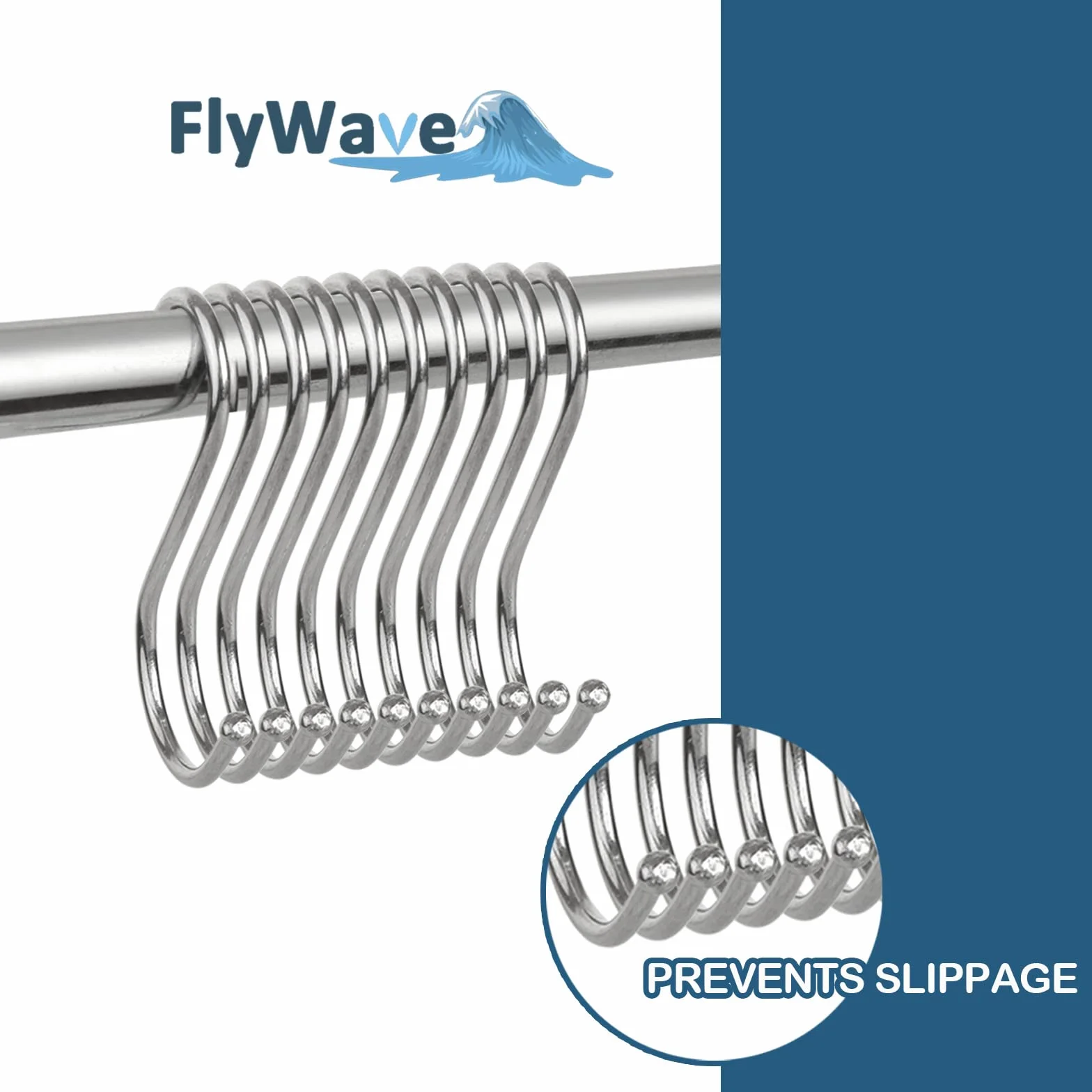 FlyWave Haczyki S ze stali nierdzewnej, 20 szt., haki w kształcie litery S do wieszania ubrań, ręczników, roślin, oszczędzające miejsce haczyki w kształcie litery S, haczyki ze stali nierdzewnej do łazienki, sypialni, kuchni, biura
