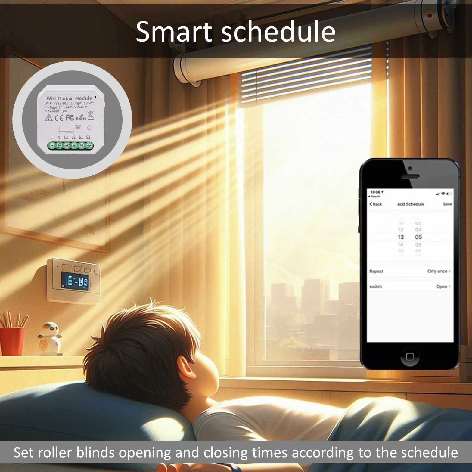 Inteligentny moduł przełącznika rolety WiFi Smart Life/Tuya Smart z pilotem, współpracuje z Alexa/Google Home