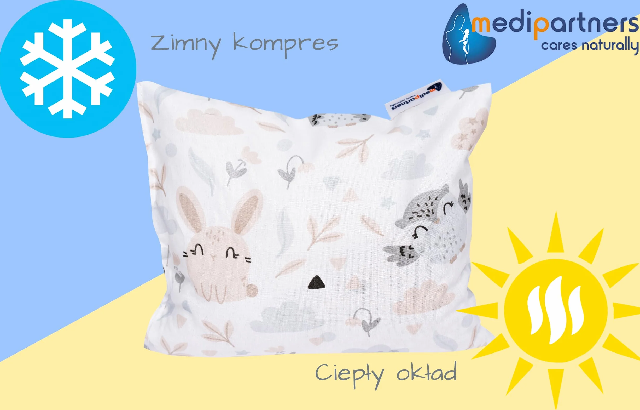 Medi Partners Termofor Pestki wiśni Poduszka rozgrzewająca 500g Prostokąt 20x25 Naturalny Ekologiczny Terapia ciepłem zimnem 100% Bawełna (Polana)