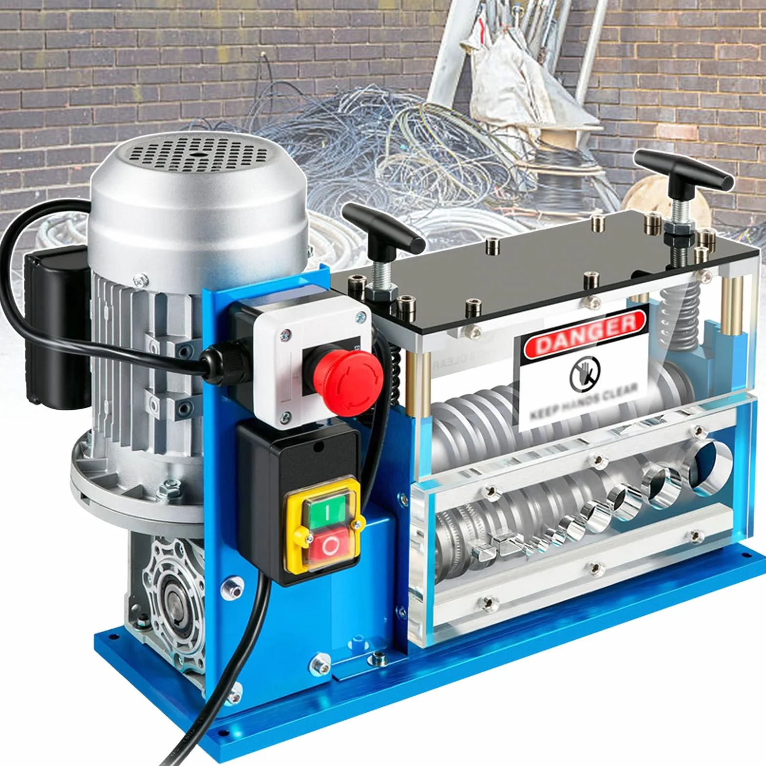 Elektryczna maszyna do ściągania izolacji 750 W, automatyczny ściągacz izolacji z 10 ostrzami do kabli 1,5 mm-32 mm, przenośne narzędzie do recyklingu miedzi