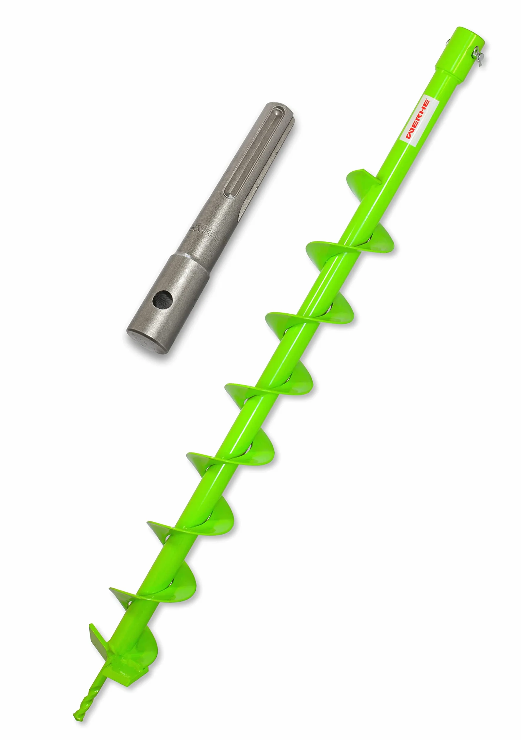 WERHE Zestaw świdrów ziemnych Ø80 mm, długość 80 cm, z adapterem SDS Plus – Wytrzymała stal z metalowymi ostrzami do budowy ogrodzeń i prac ogrodniczych – Kompatybilny ze standardowymi wiertłami