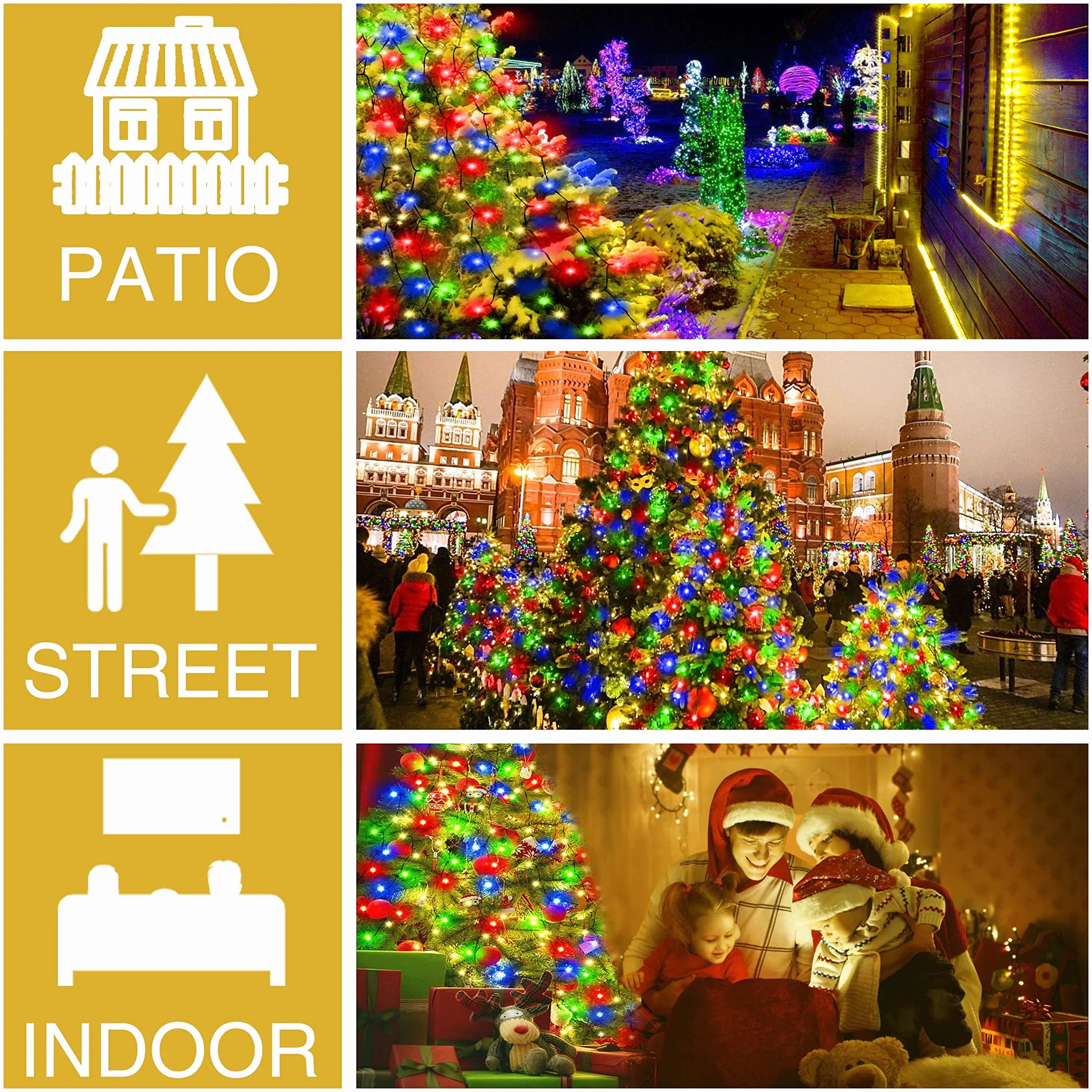 Kedoxi Lampki Choinkowe LED 400 diod z Timerem 8 Trybów Kurtyna Świąteczna 6,6FT