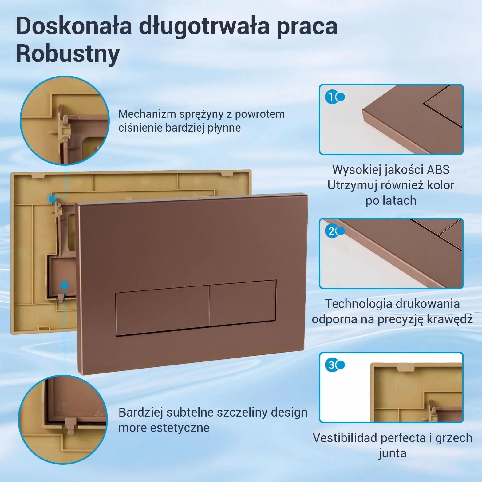 WC Płyta aktywacyjna z zestawem klapy spuszczającej i ramą montażową, kompatybilna z Geberit Sigma, UP300 i UP320, z podwójnym spuszczaniem (Kolor brązu)