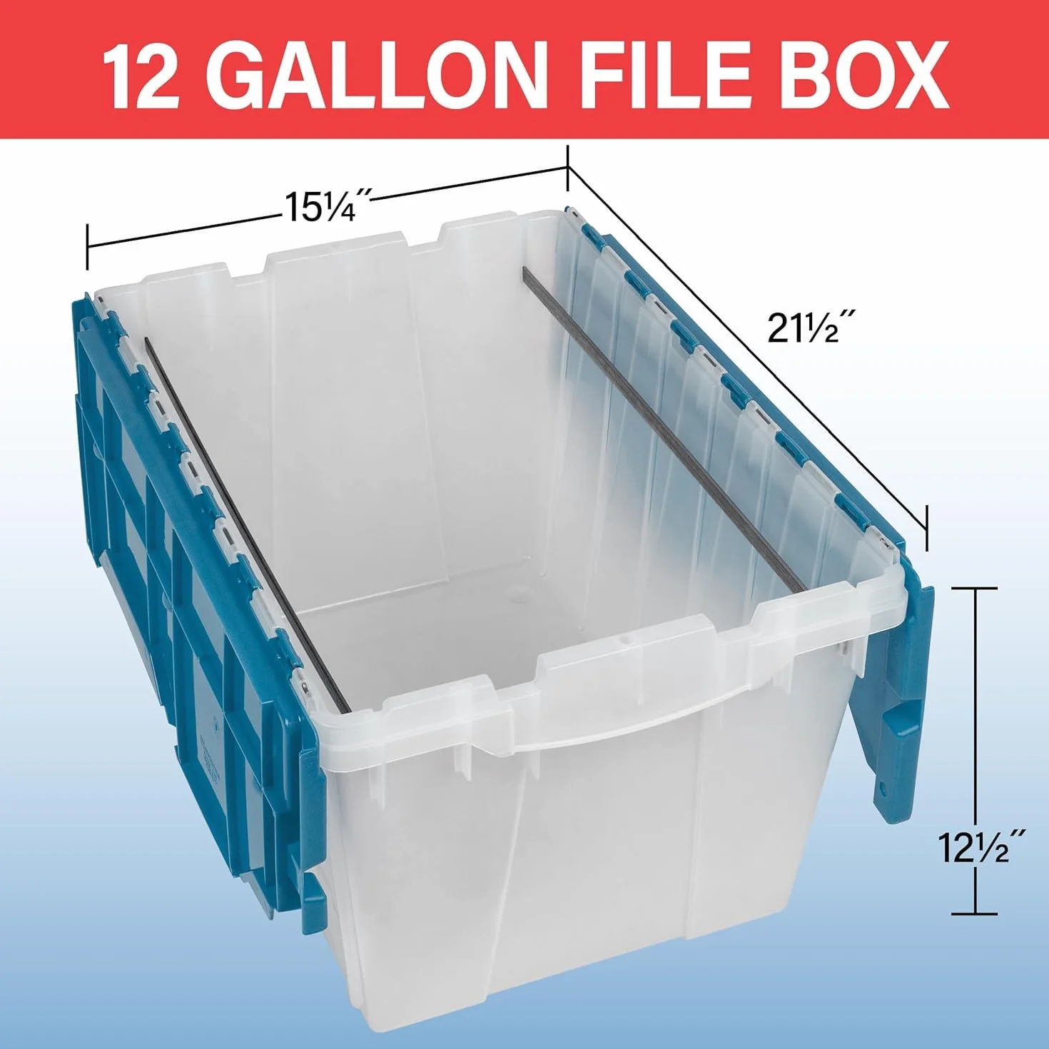 Akro-Mils 66486 FILEB 12-galonowe plastikowe pudełko na dokumenty do przechowywania z dołączoną pokrywką, 53 cm na 38 cm na 30 cm półprzezroczyste, 1 opakowanie