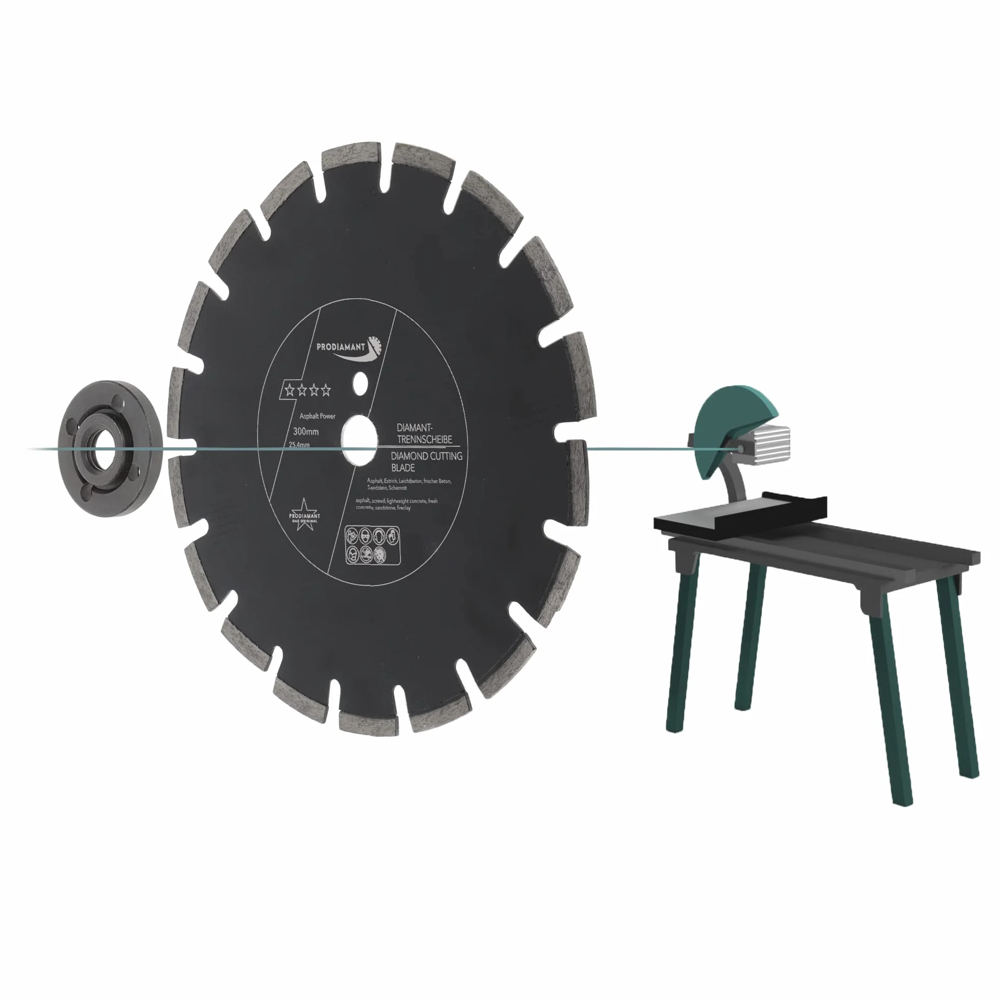 PRODIAMANT Premium diamentowa tarcza do cięcia 300 mm asfaltu (300/25,4 mm) z segmentami ochronnymi do profesjonalnego zastosowania