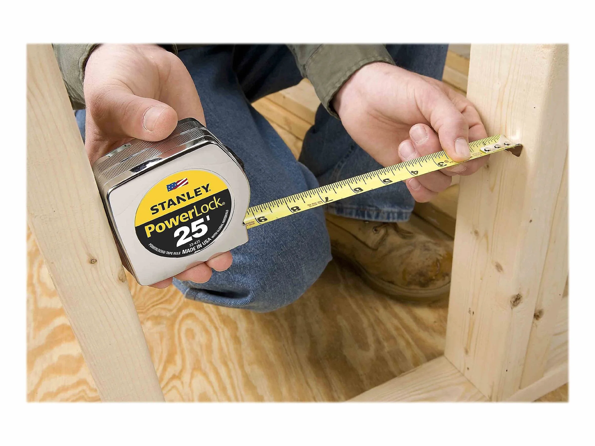 Stanley 33425 Powerlock II Power Return Rule, 1 x 7,6 m, chrom/żółty