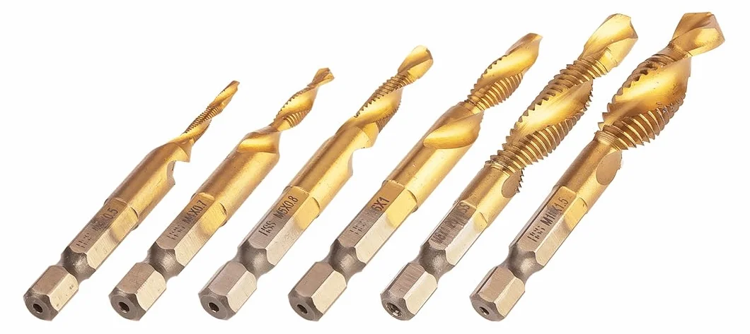 NEO TOOLS Gwintownik HSS powłoka TiN HEX 1/4" dla profesjonalistów i majsterkowiczów Maksymalna prędkość obrotowa: 1000 obr./min, jednoczesne wiercenie i gwintowanie